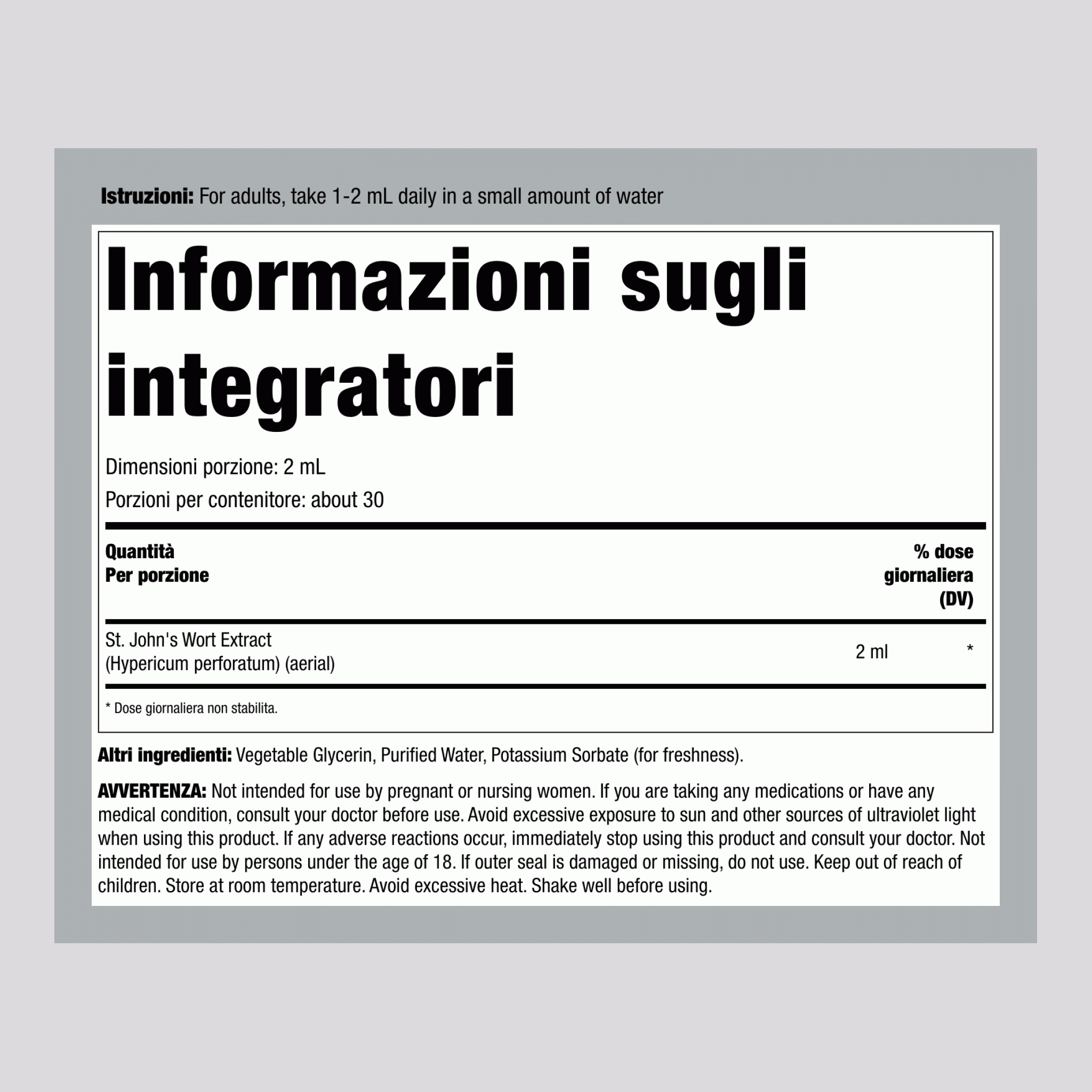 Estratto liquido di Iperico senza alcol, flacone contagocce da 2 fl oz (59 mL)