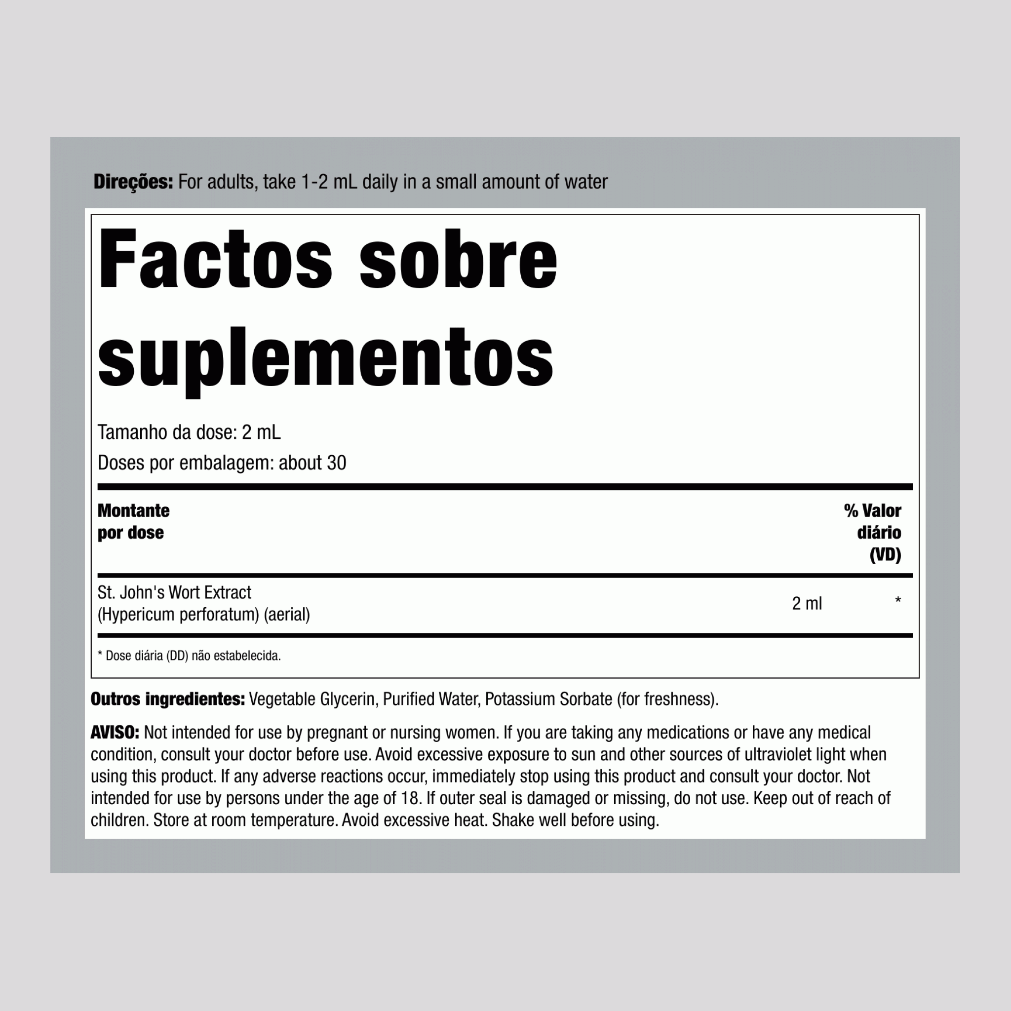 Extrato Líquido de Erva-de-São-João Sem Álcool, Frasco Conta-gotas de 2 fl oz (59 mL)