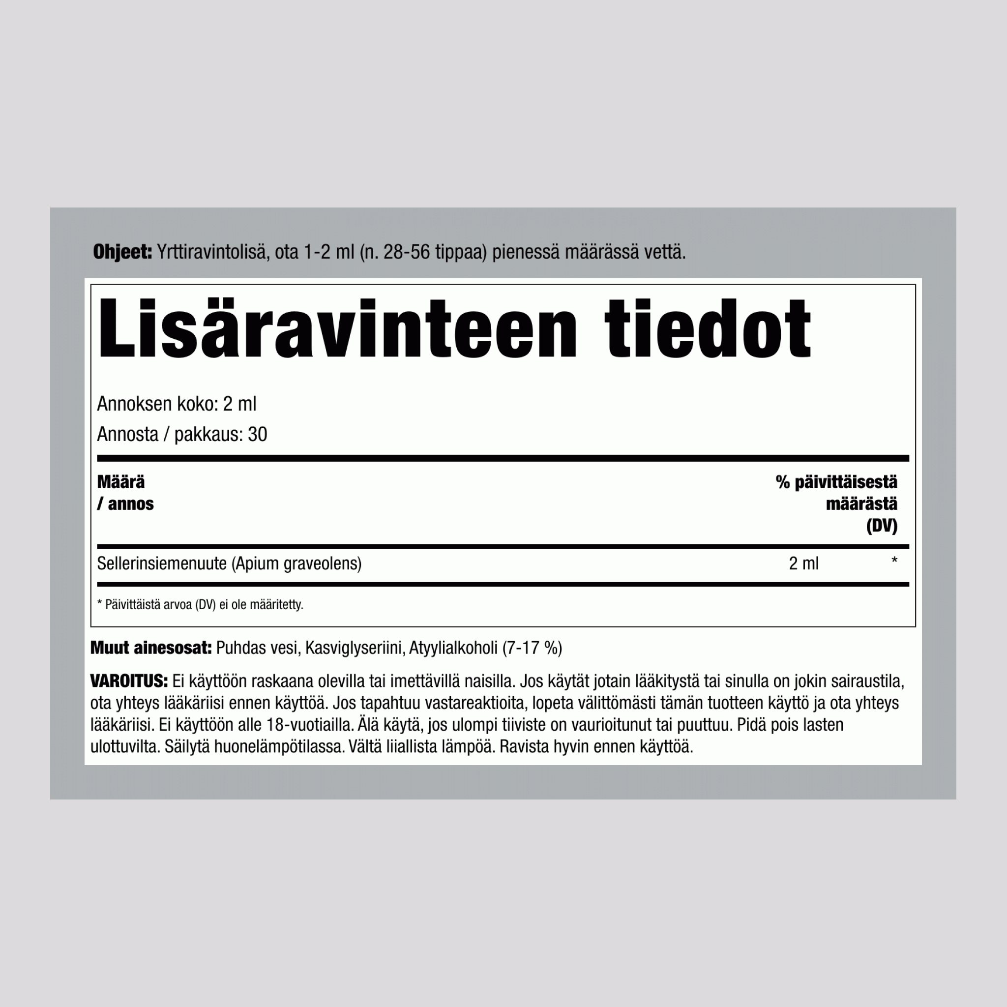 Sellerinsiemenuuteuute, 2 fl oz (59 ml) pipettipullo