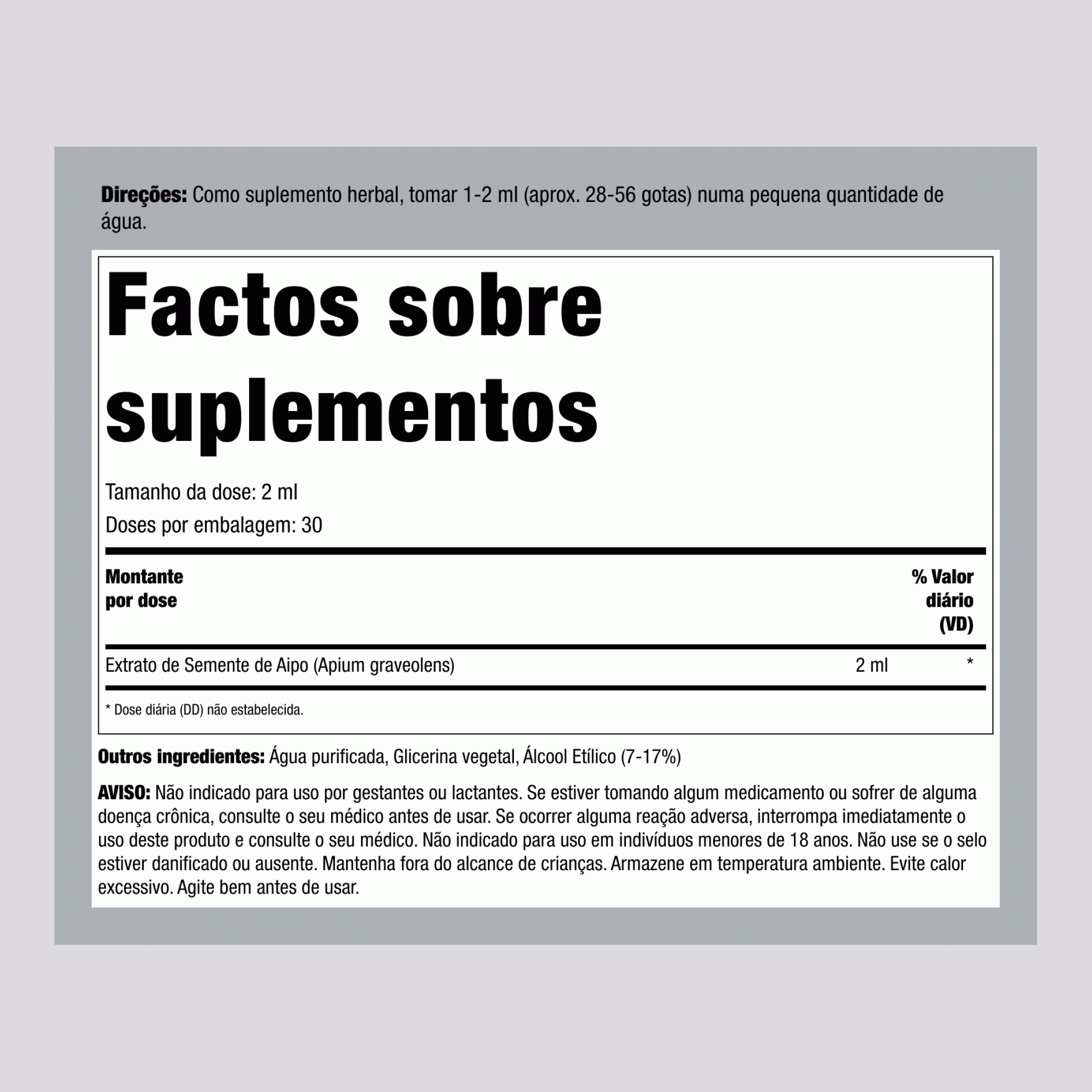 Extrato Líquido de Semente de Aipo, Frasco Conta-gotas de 59 mL (2 fl oz)