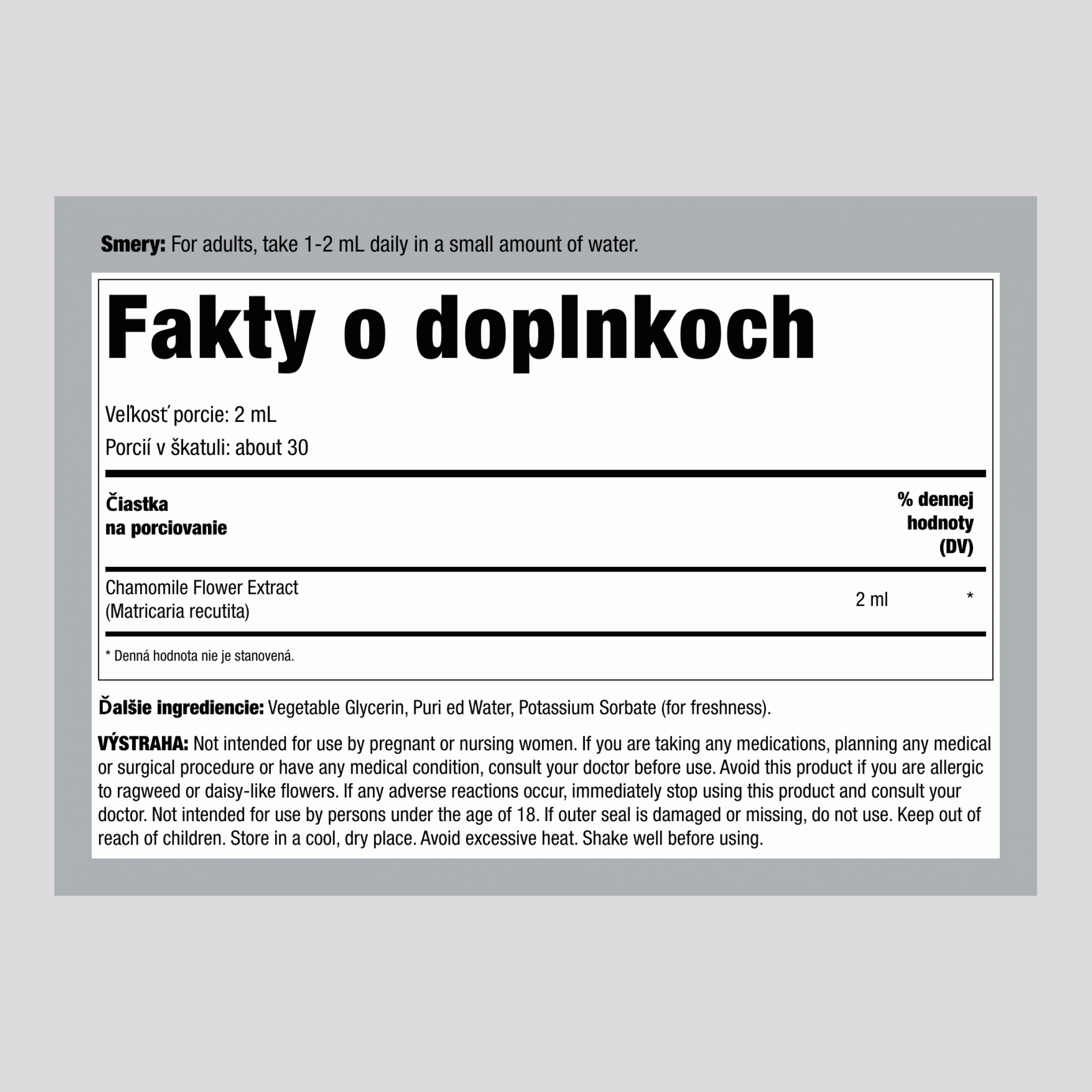 Výťažok z harmančekových kvetov bez alkoholu, 2 fl oz (59 ml) kvapkacia fľaša