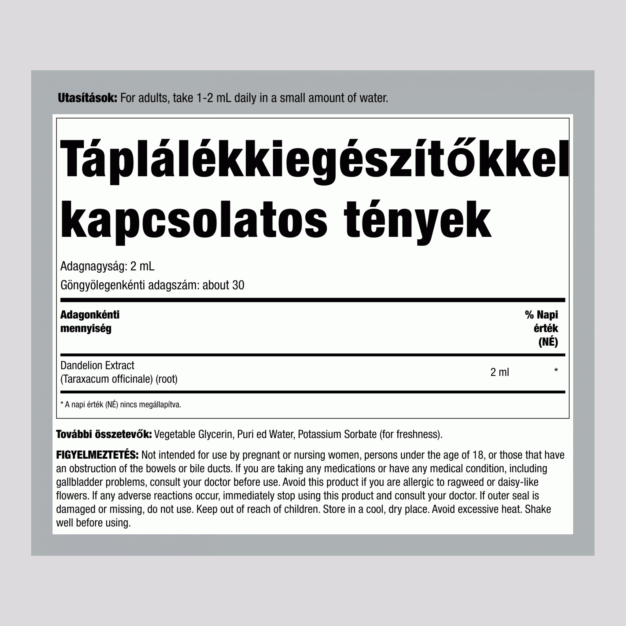 Alkoholmentes gyermekláncfű folyékony kivonat, 2 fl oz (59 mL) cseppentős üveg
