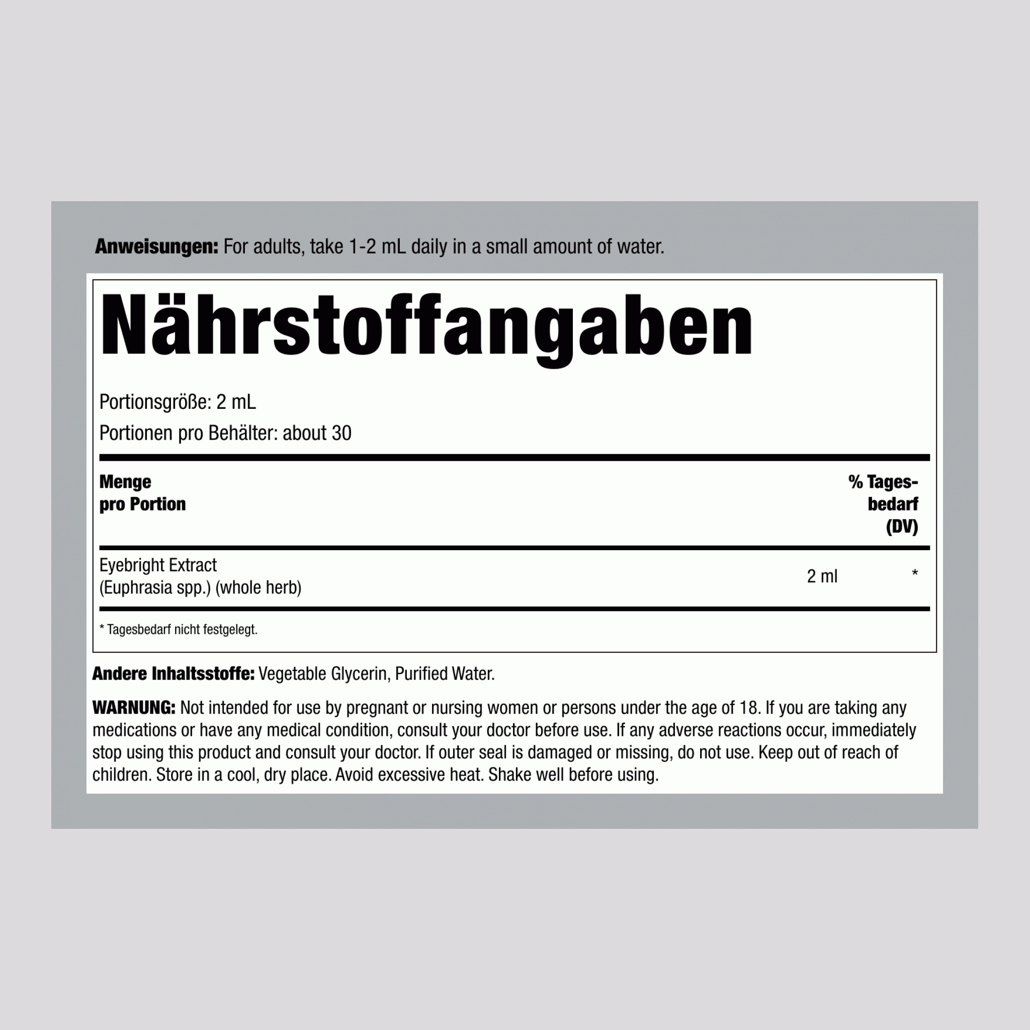 Augentrost Flüssiger Extrakt alkoholfrei, 2 fl oz (59 mL) Tropfflaschen