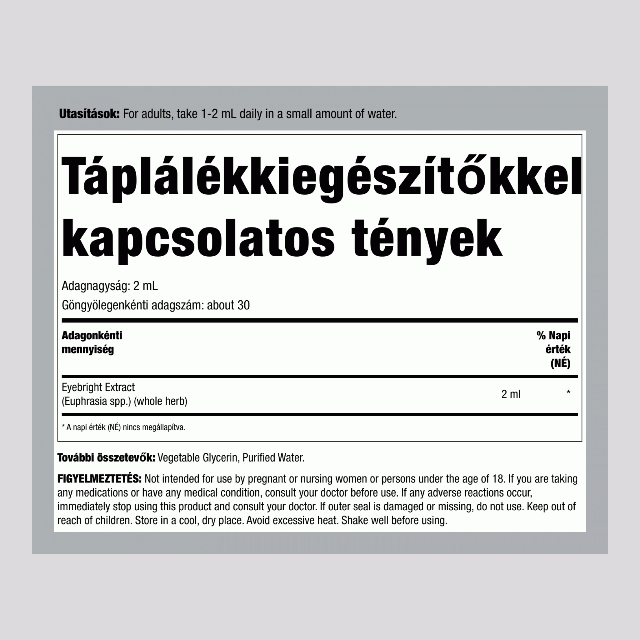 Alkoholmentes Szempilla Folyékony Kivonat, 2 fl oz (59 mL) Csepegtető Üvegek
