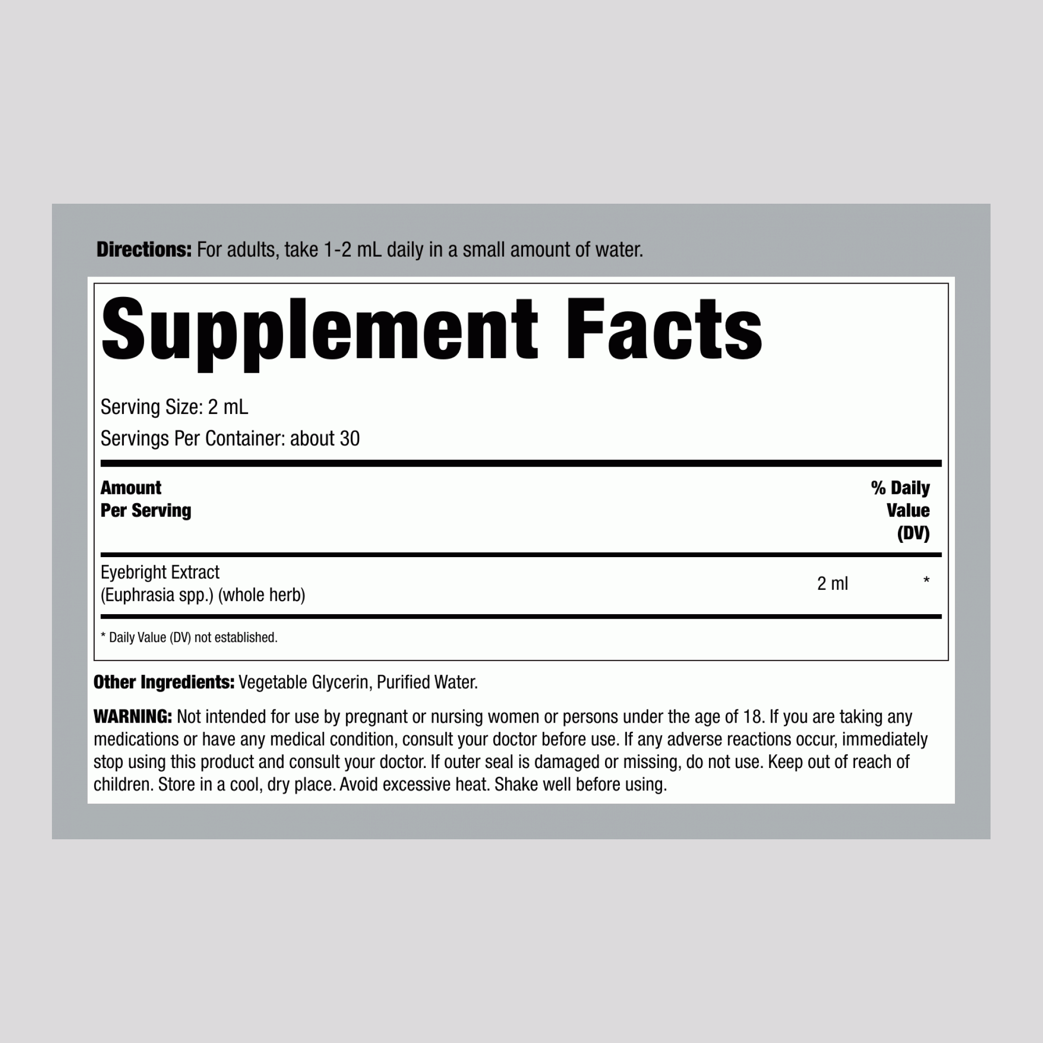 無酒精小米草液體萃取物，2 fl oz (59 mL) 滴管瓶