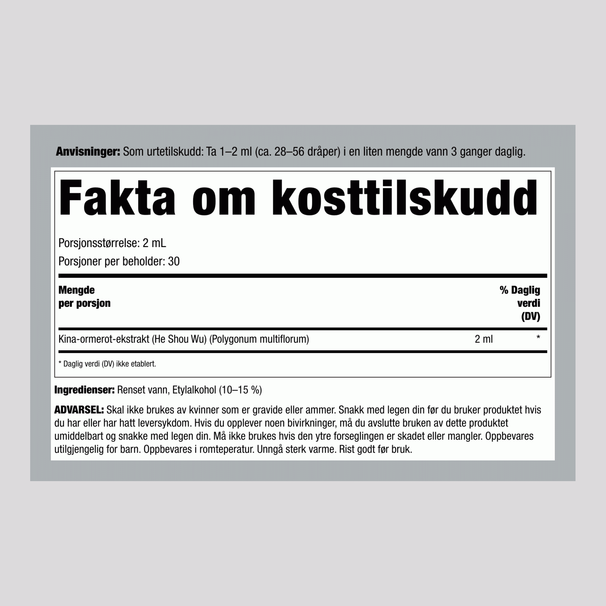 Fo-Ti Helbredet Rot Flytende Ekstrakt Uten Alkohol, 59 ml Dråpeflaske