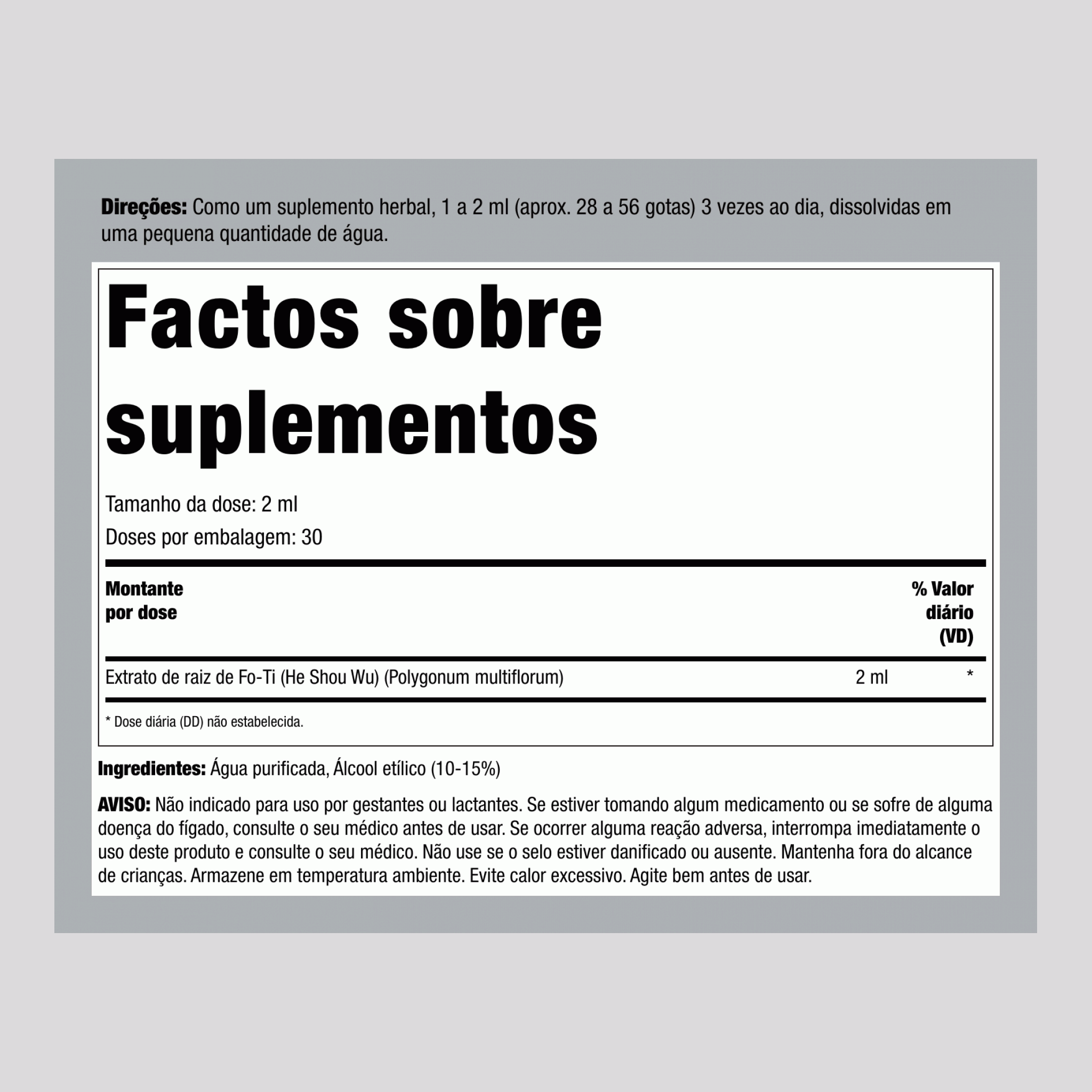 Extrato Líquido de Raiz Curada de Fo-Ti Sem Álcool, Frasco com Conta-Gotas de 2 fl oz (59 mL)