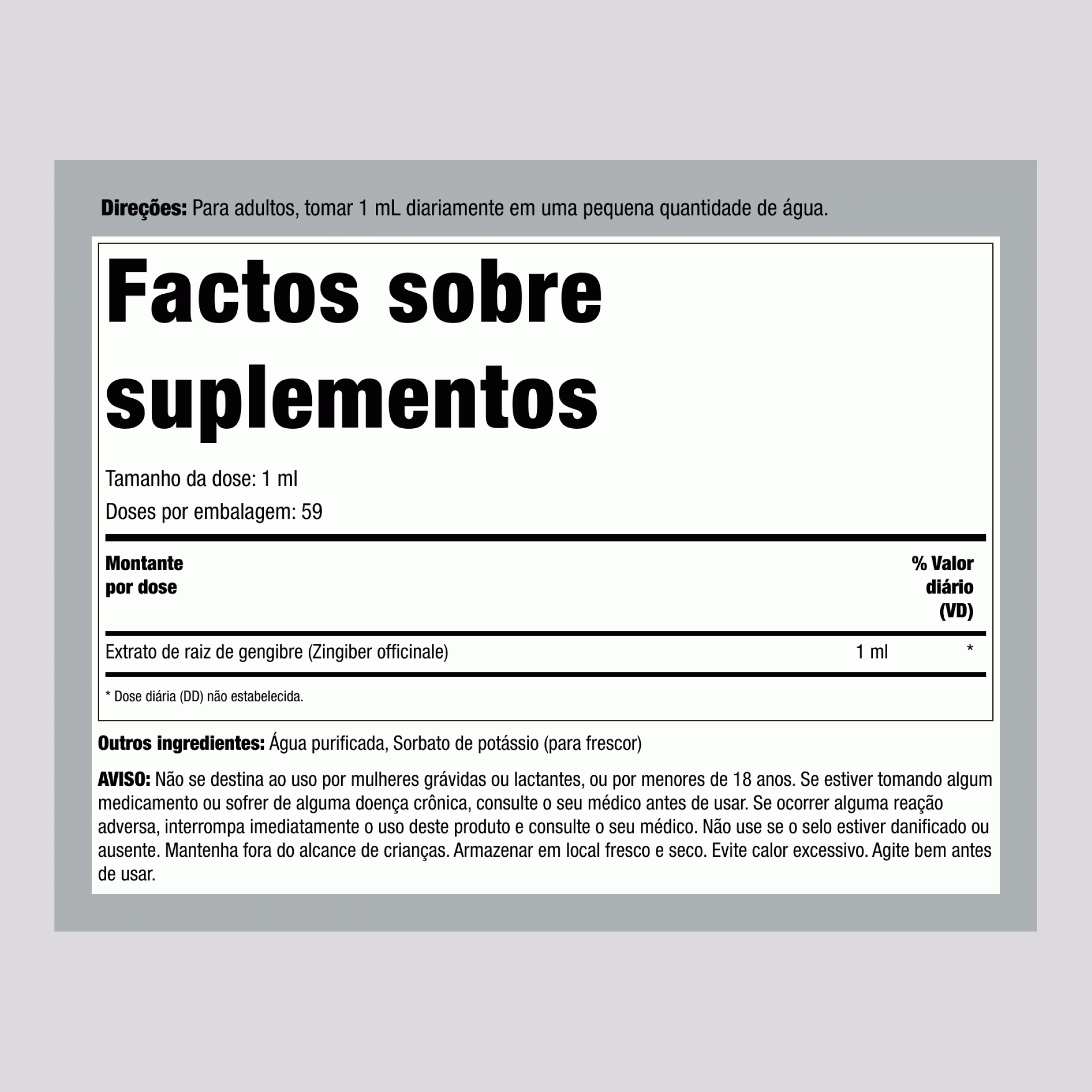 Extrato Líquido de Raiz de Gengibre Sem Álcool, 2 fl oz (59 mL) Frasco com Conta-gotas