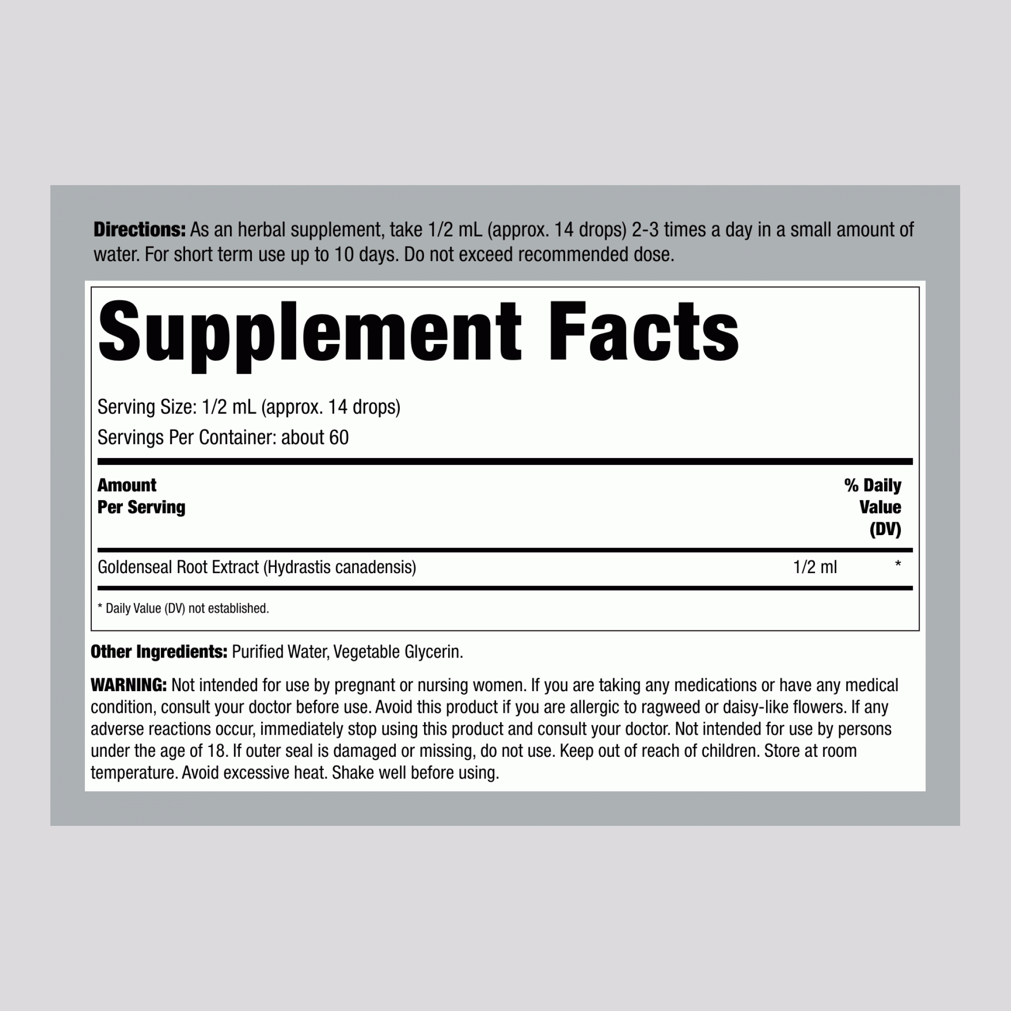 黃連液體提取物 無酒精配方，1 液量盎司（30 毫升）滴管瓶