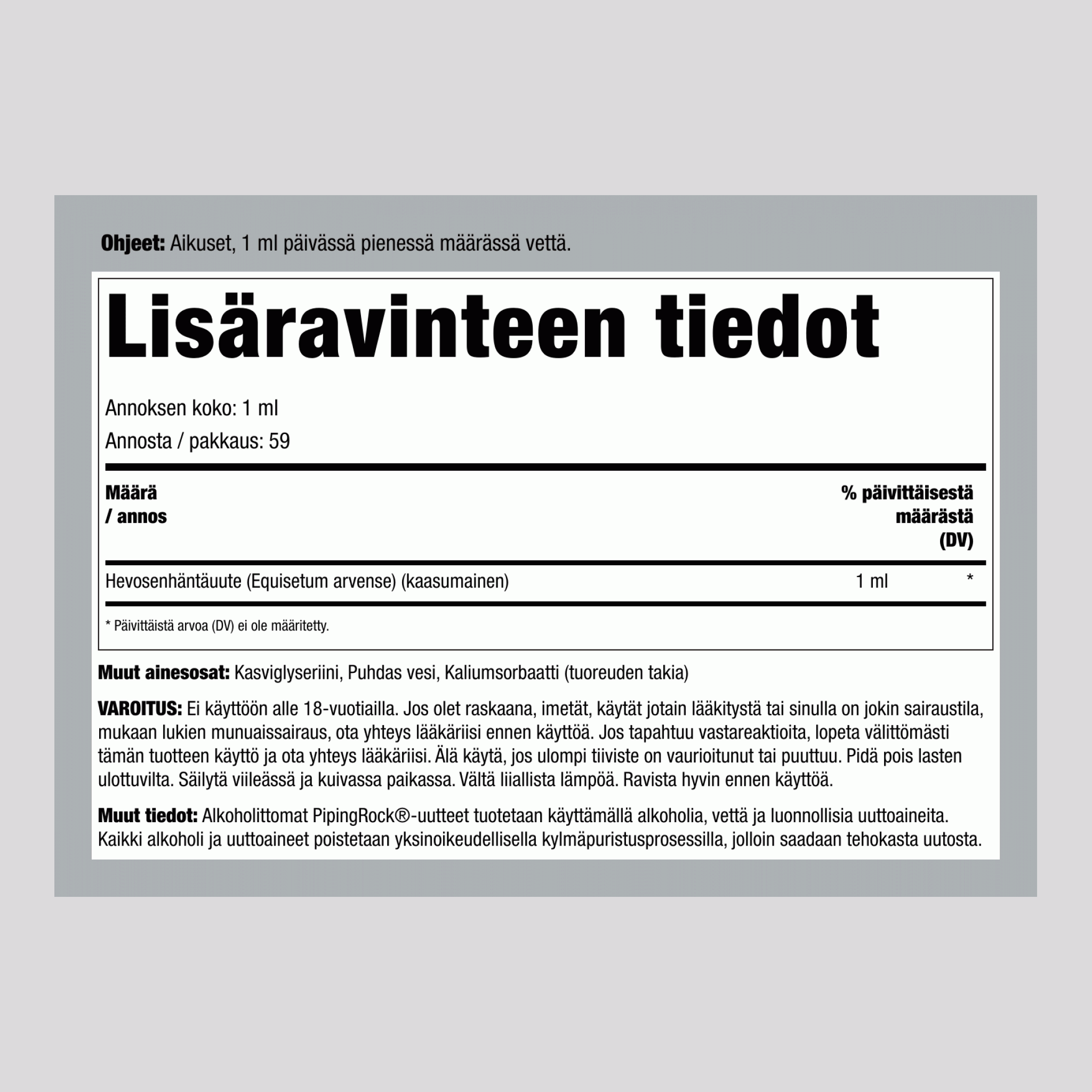 Peltokorteuutetta ilman alkoholia, 2 fl oz (59 mL) tippapullo