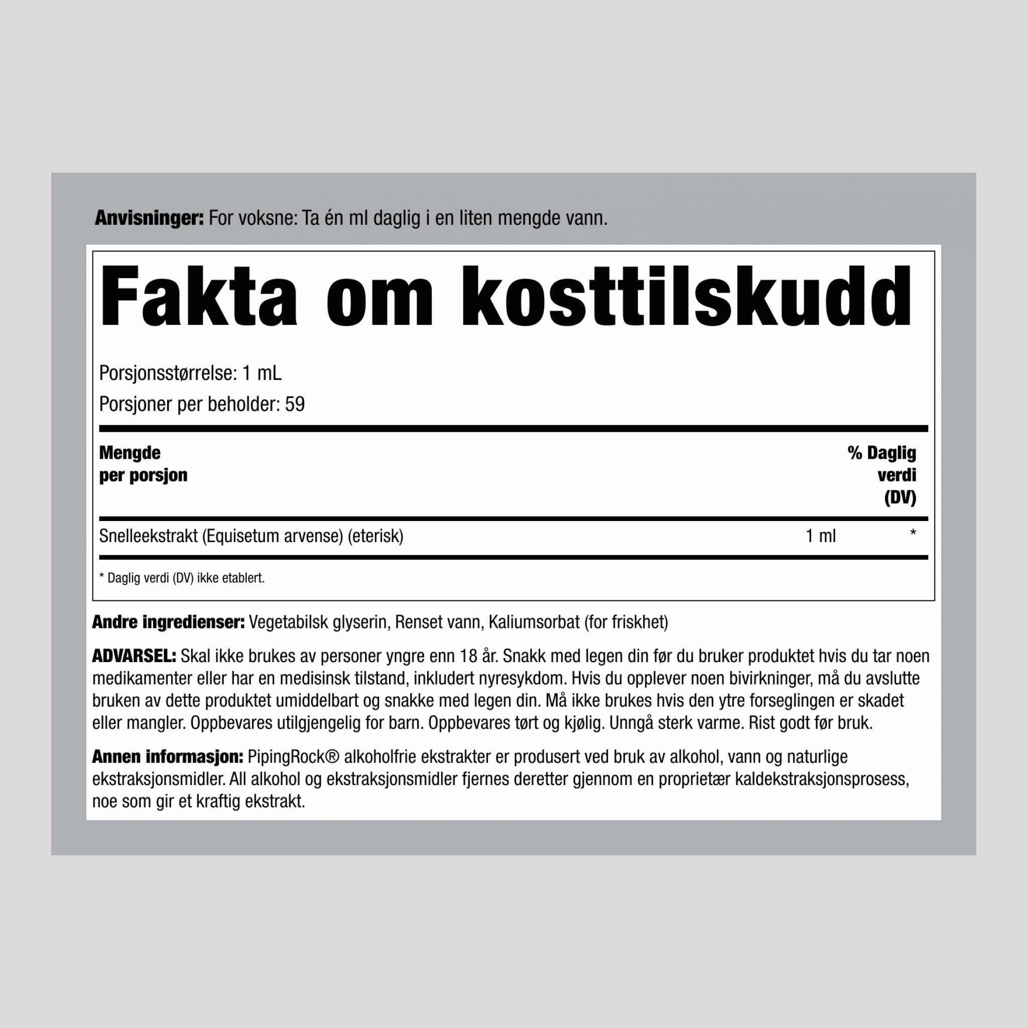 Kjerringrokk flytende ekstrakt uten alkohol, 59 ml dråpeflaske