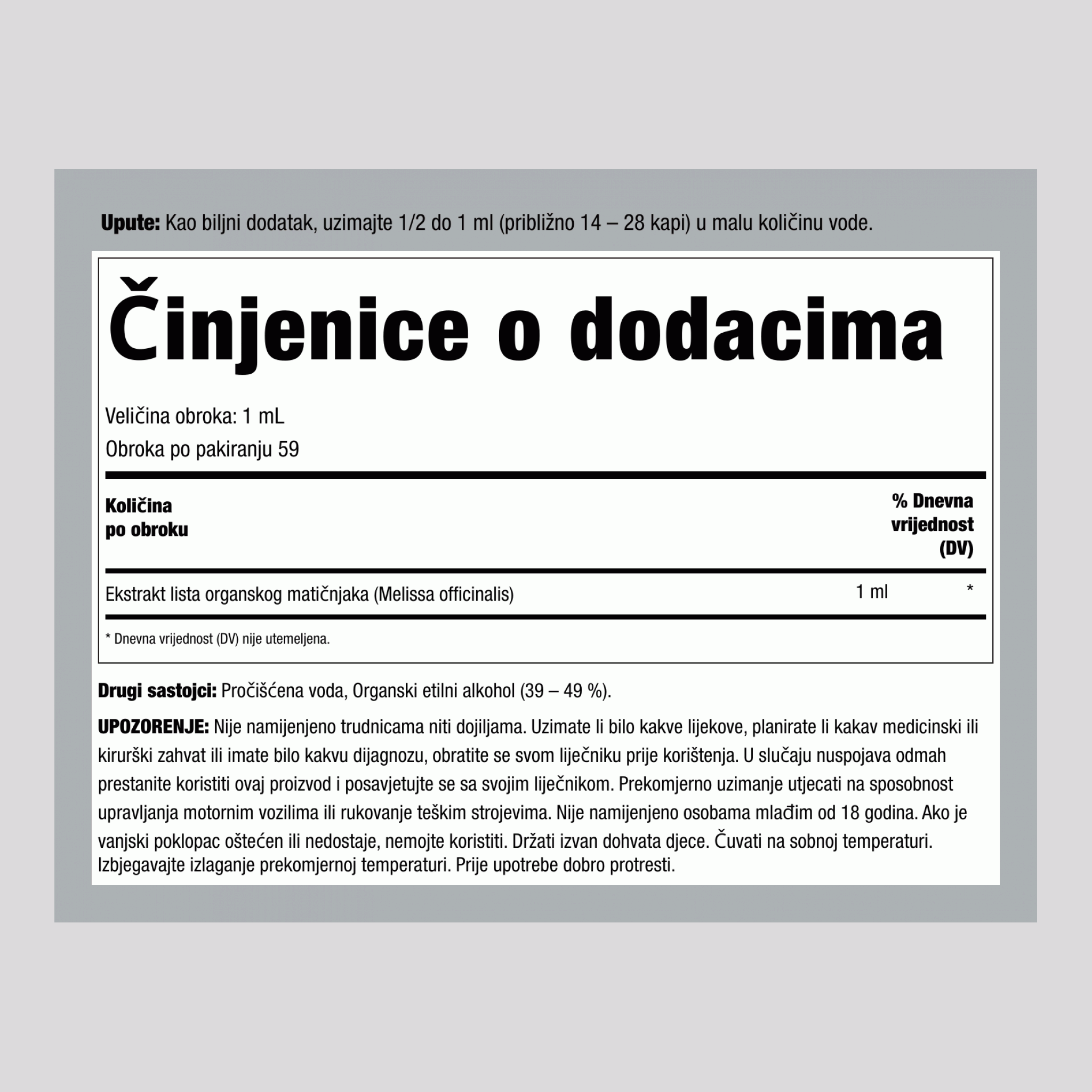 Tekući ekstrakt matičnjaka, kapaljka od 59 mL