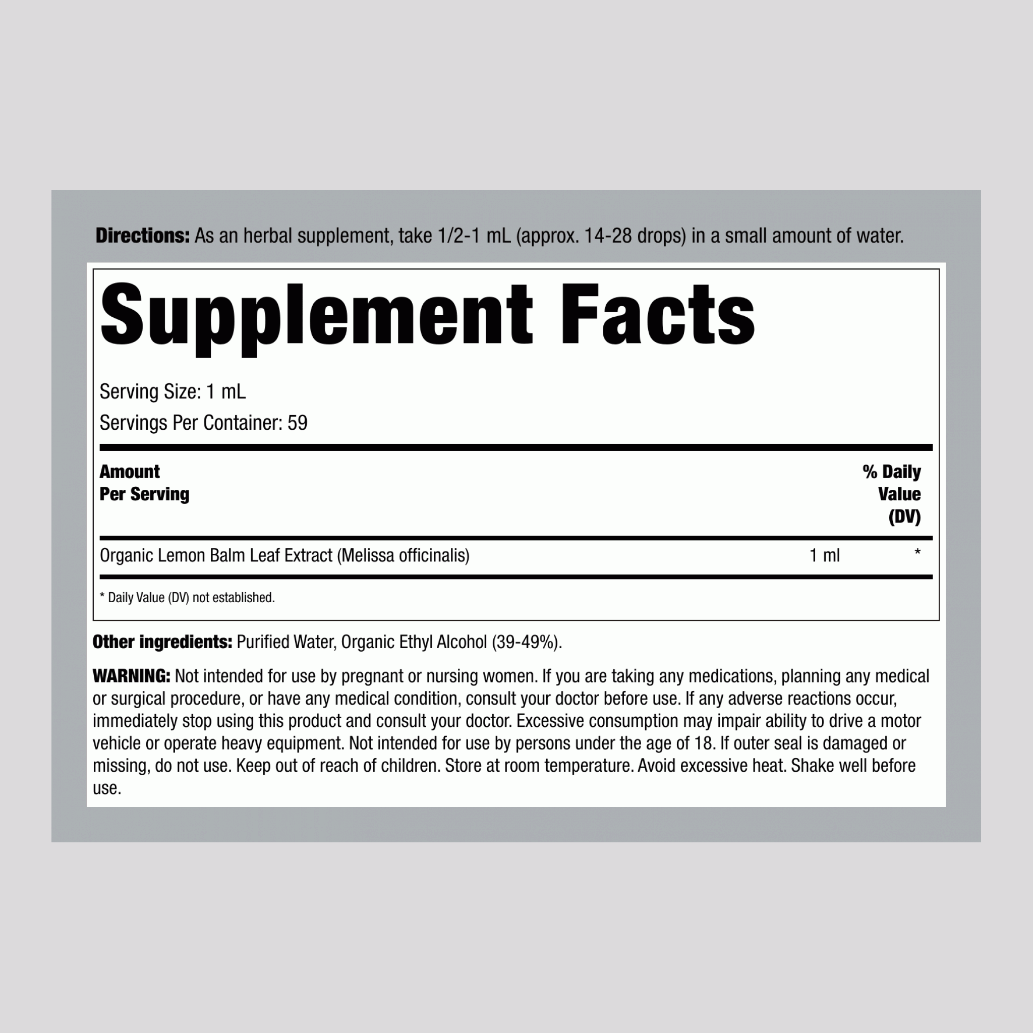 檸檬香蜂草液體萃取，2 液量盎司（59 毫升）滴管瓶