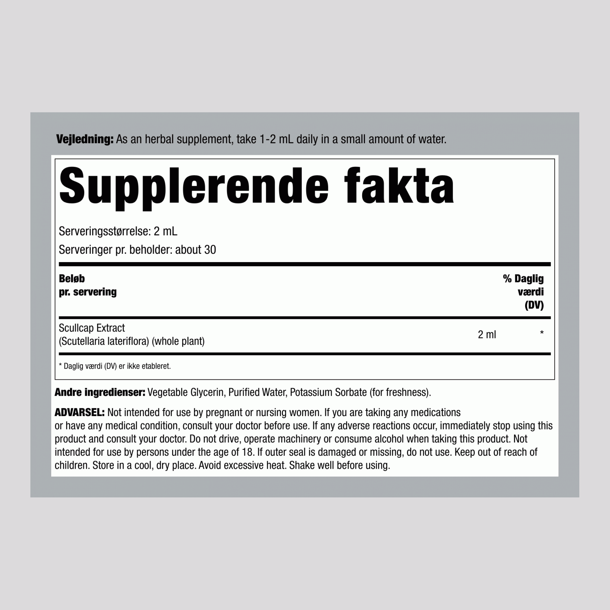 Scullcap Flydende Ekstrakt Alkoholfri, 2 fl oz (59 mL) Pipetteflaske