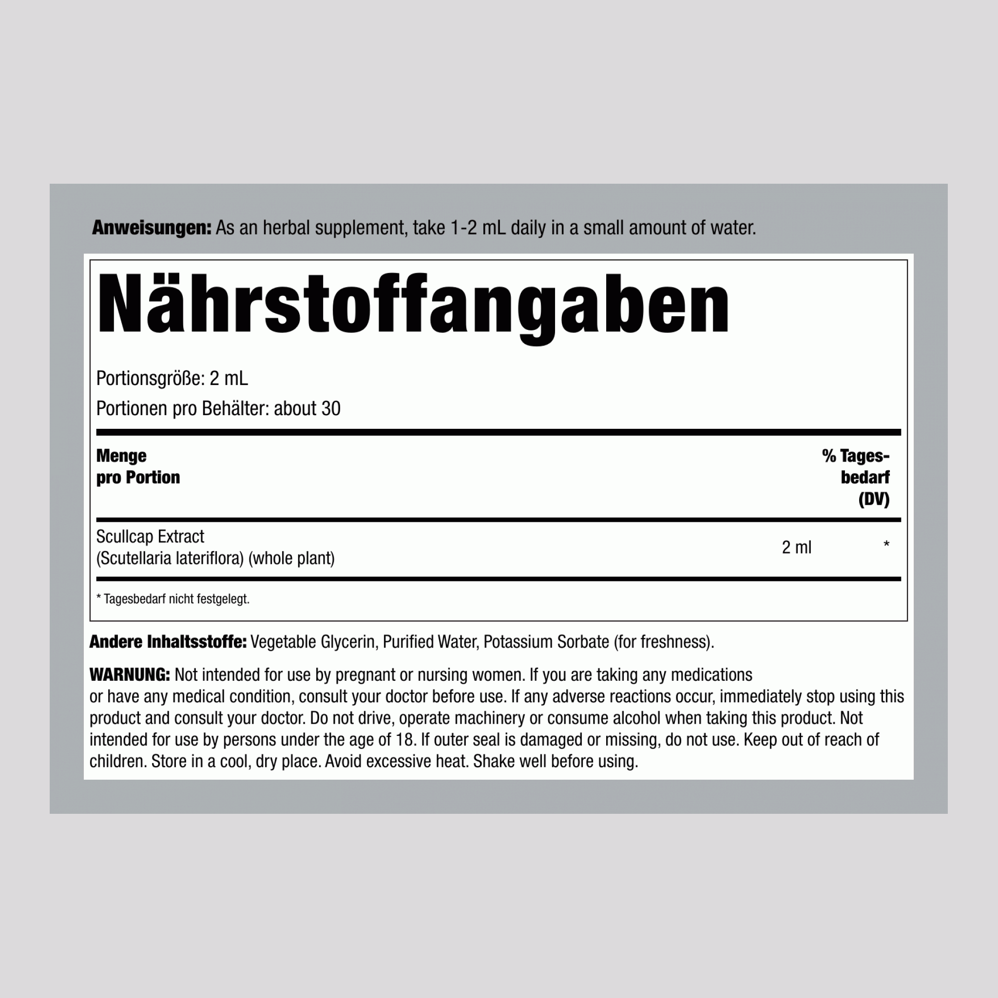 Schädellappen Flüssigextrakt alkoholfrei, 2 fl oz (59 mL) Tropfflasche