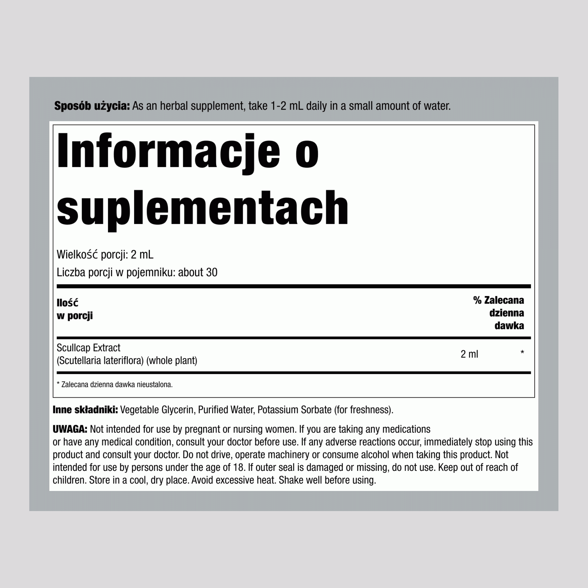 Wyciąg z ziela Czapetki bezalkoholowy, 2 fl oz (59 mL) z pipetą