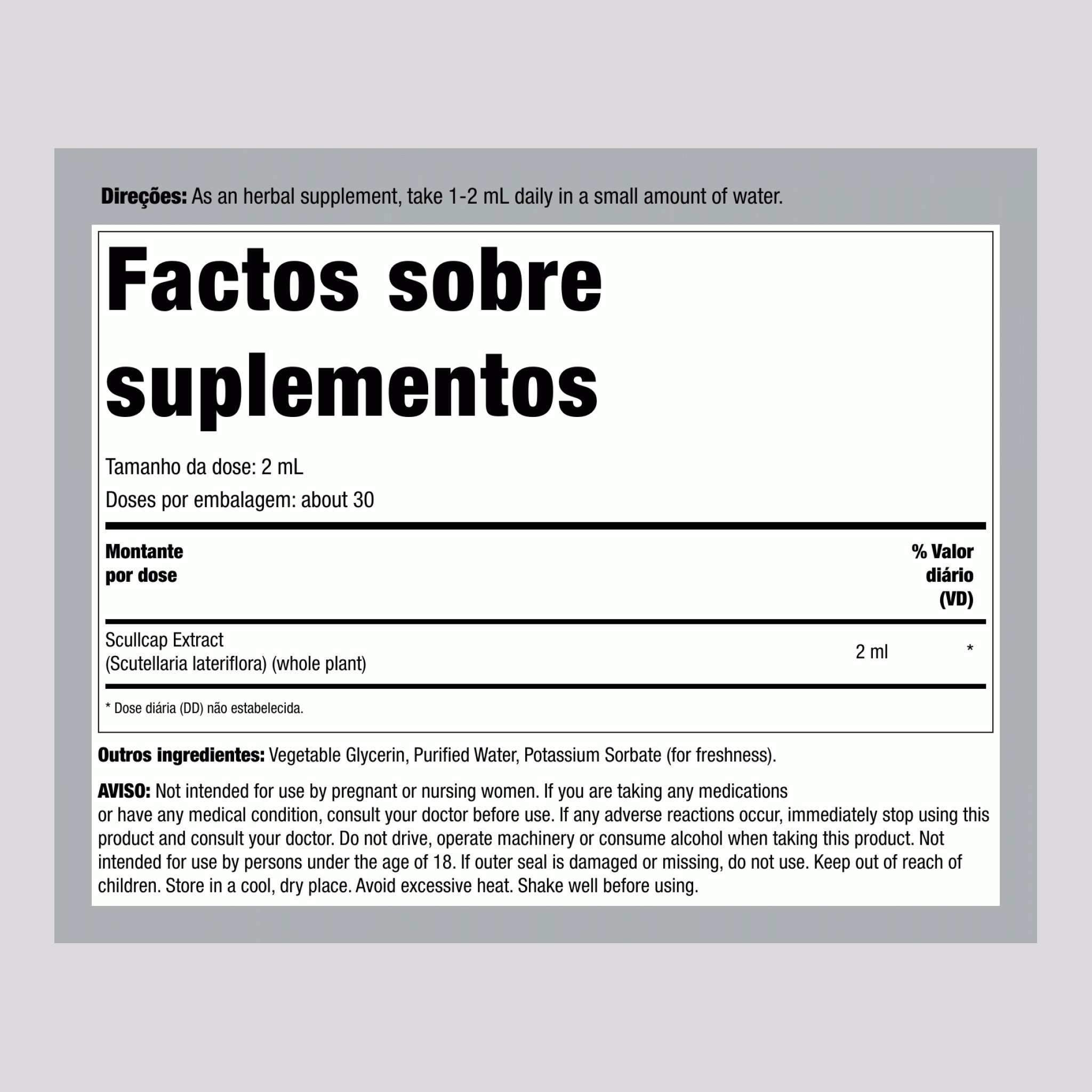 Extrato Líquido de Scullcap Sem Álcool, 2 fl oz (59 mL) Frasco com Conta-gotas