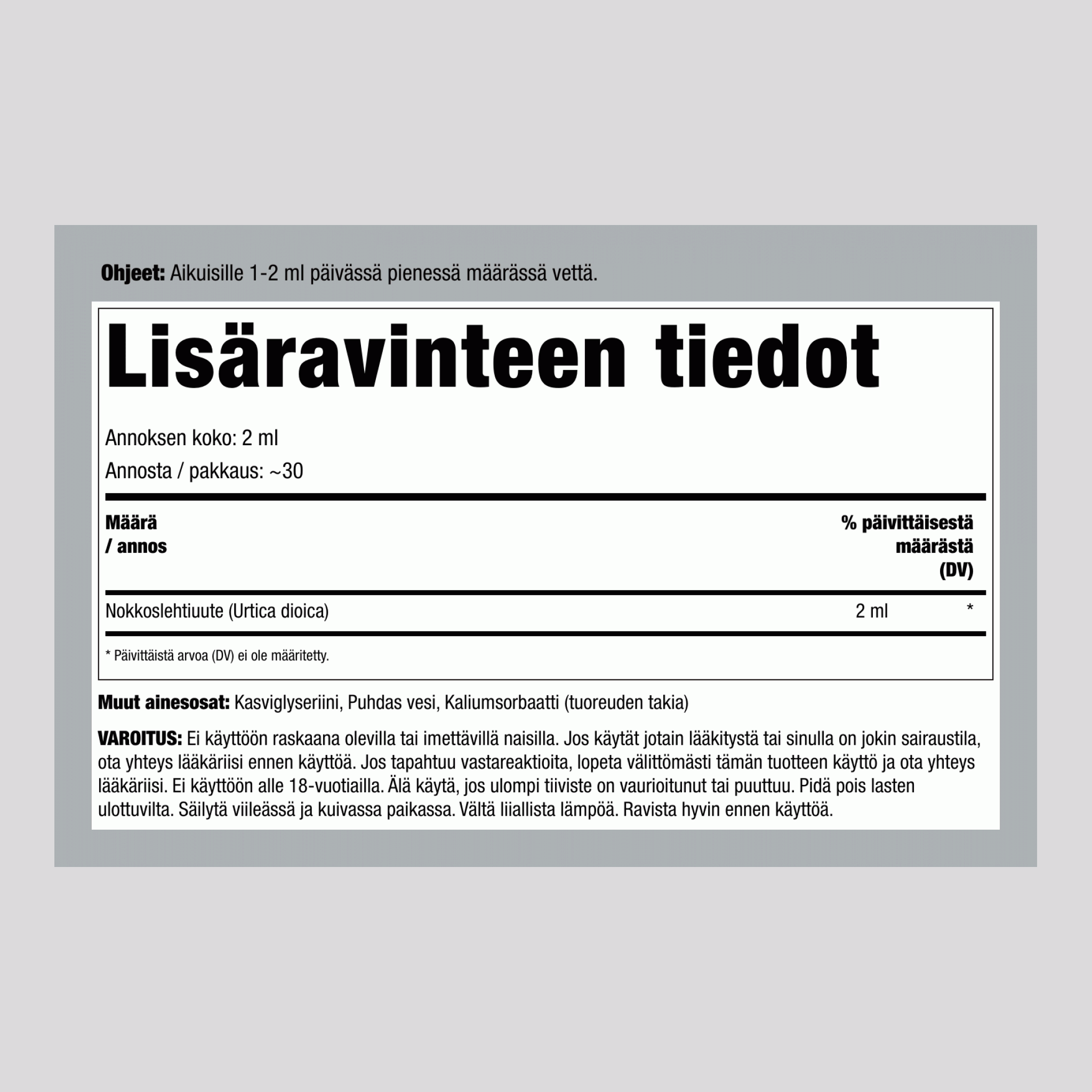 Nokkoslehtiuute alkoholiton, 2 fl oz (59 mL) pipettipullo