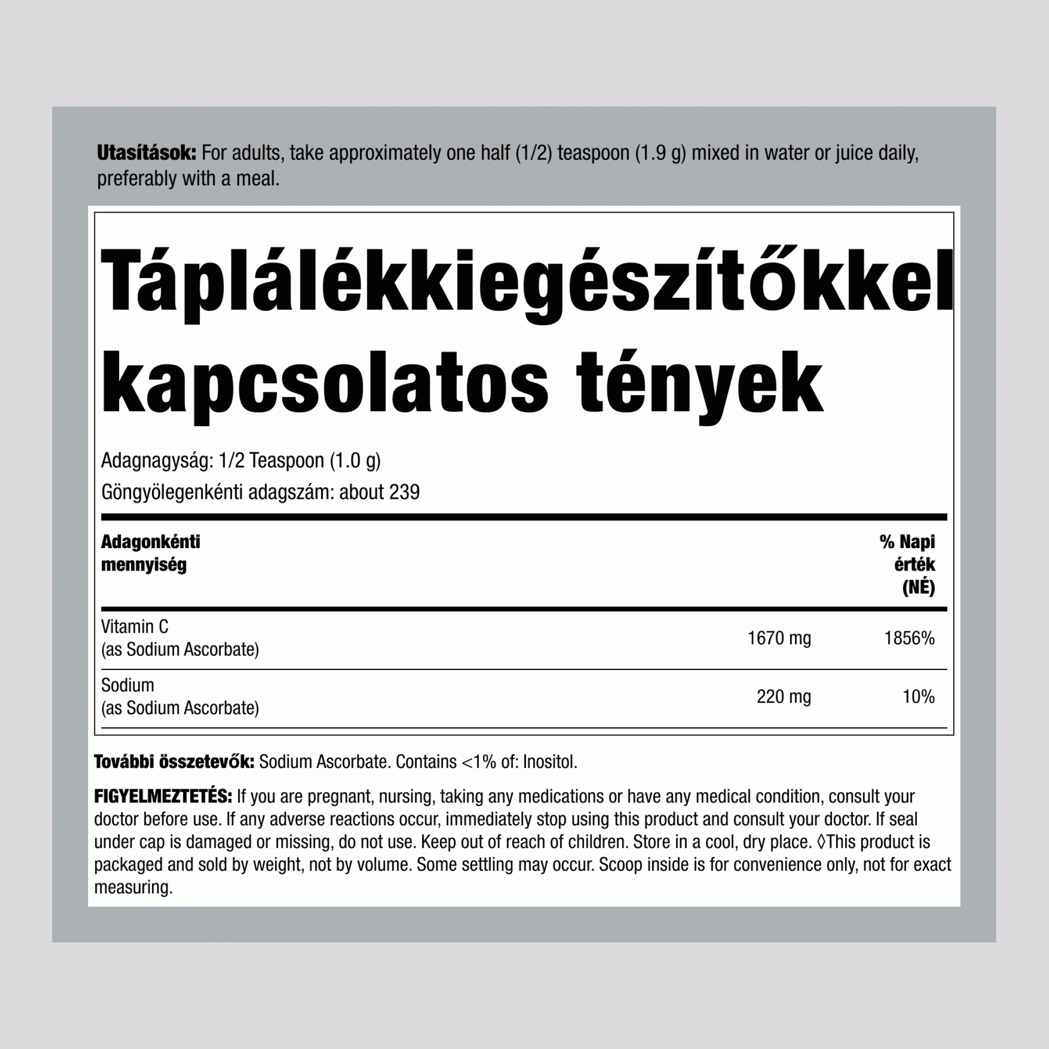 Nátrium-aszkorbát pufferelt C-vitamin-por
