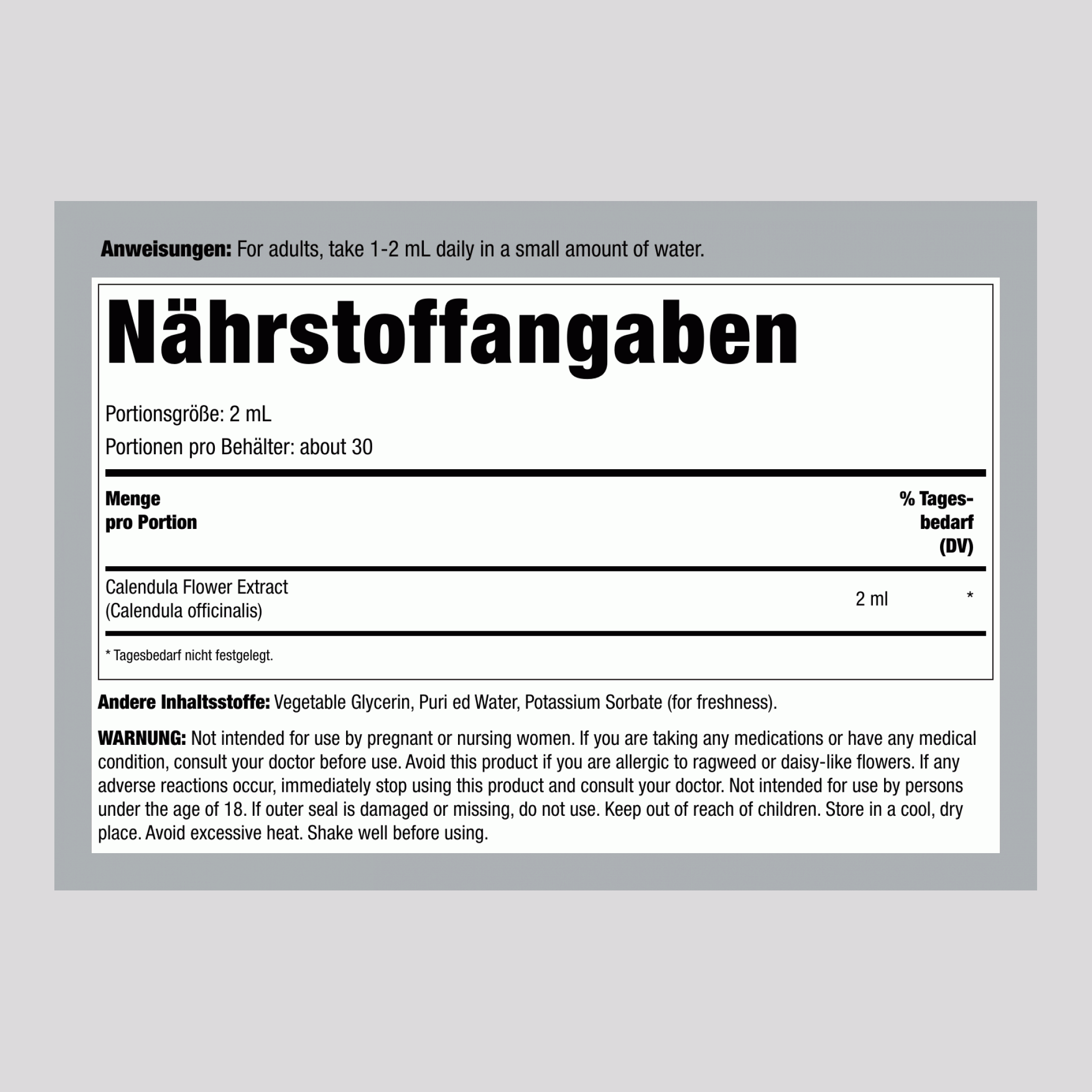 Calendula Flüssigextrakt, 59 ml Tropfflasche