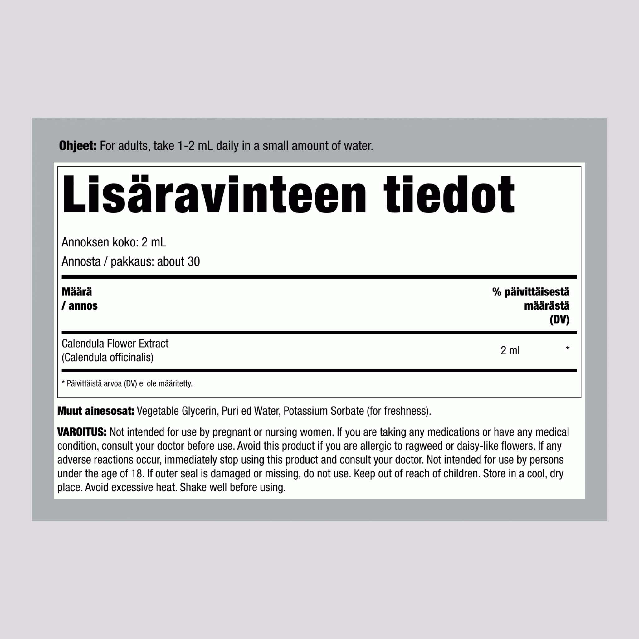 Kehäkukkauutetiiviste, 59 ml tiputuspullo