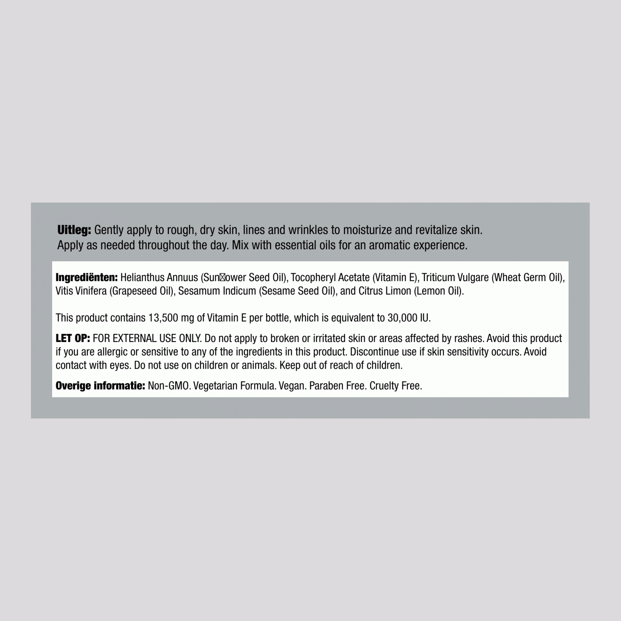 Vitamine E Huidverzorgingsolie, 30.000 IU, 4 fl oz (118 mL) Fles