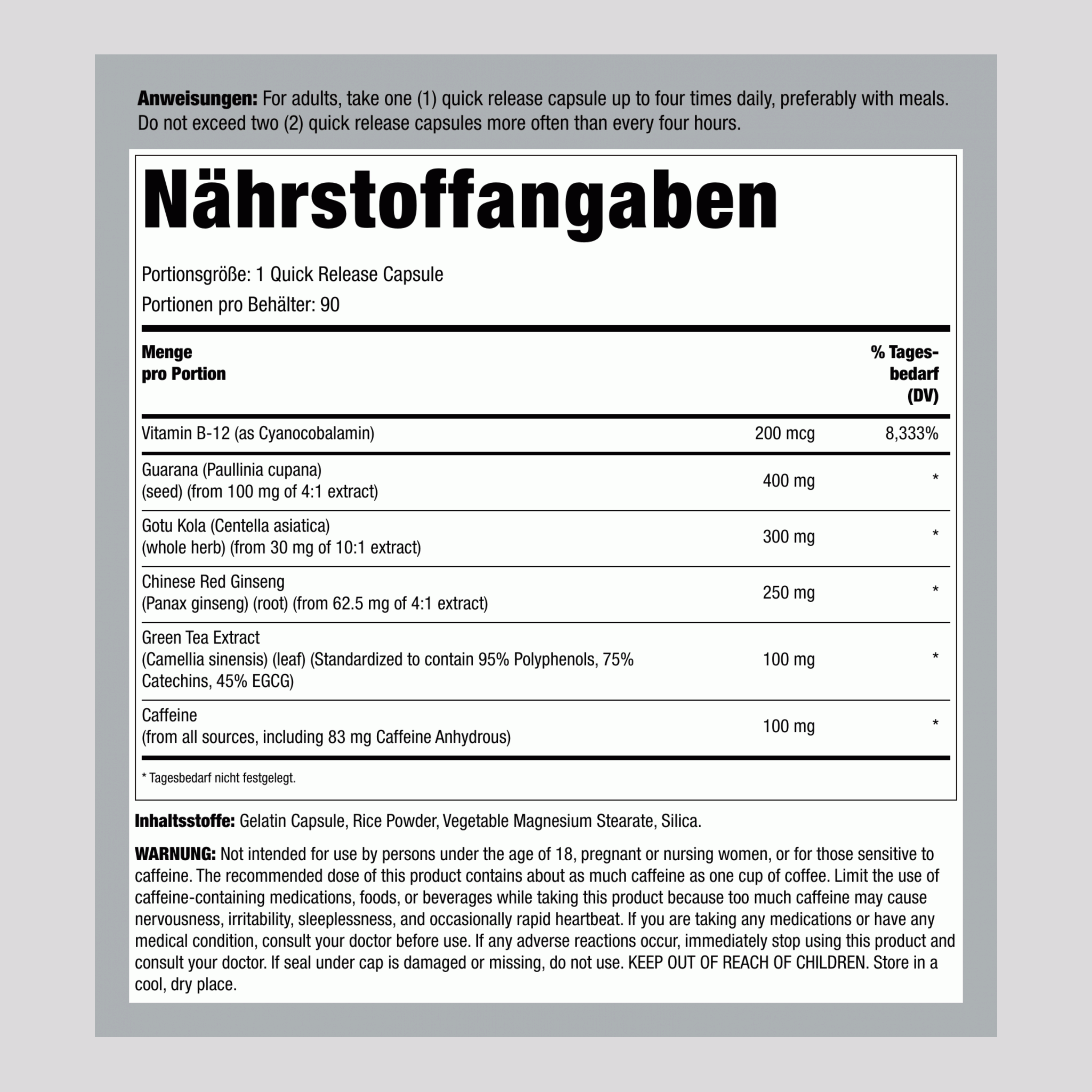 Nootropikum, 90 Kapseln