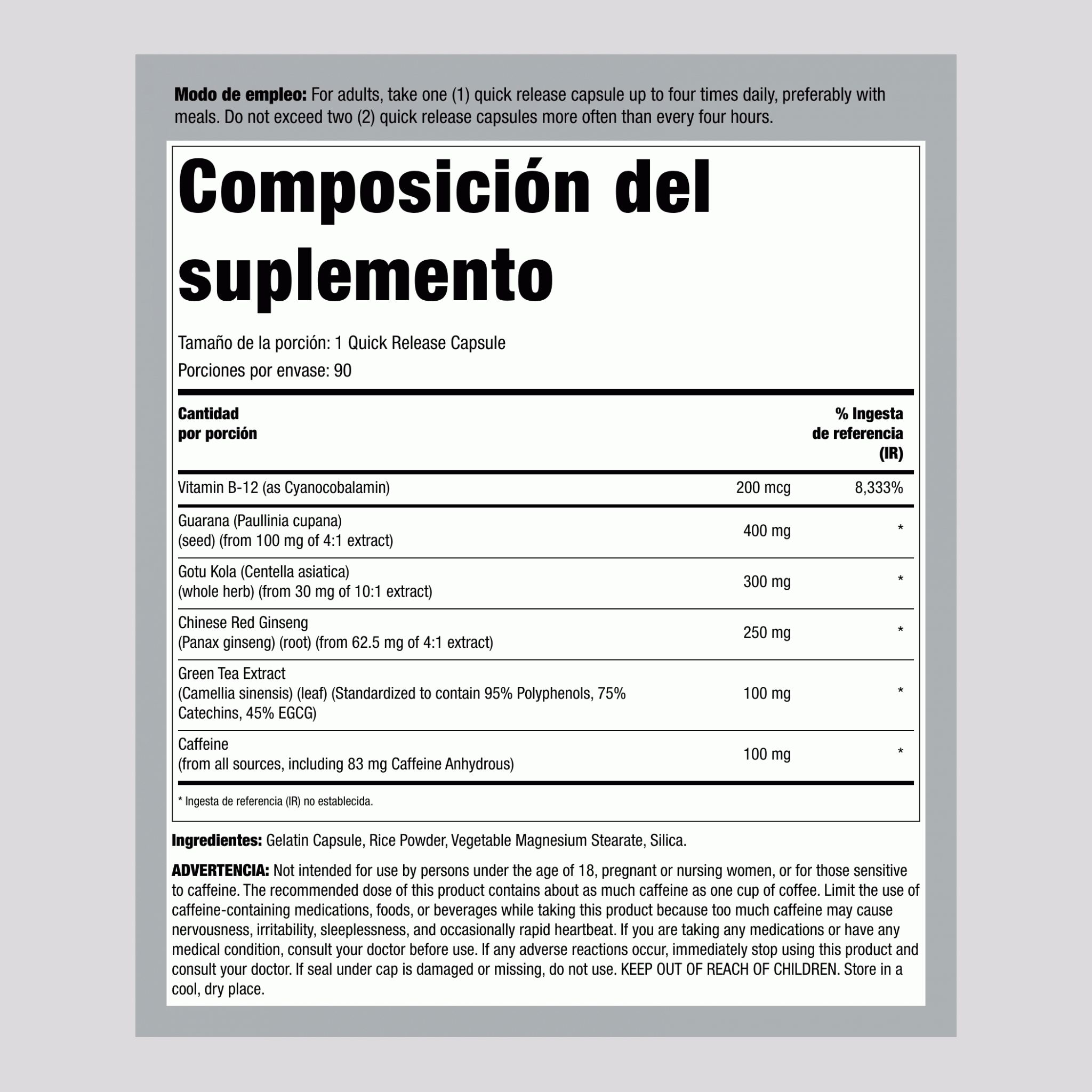 Nootrópico, 90 Cápsulas