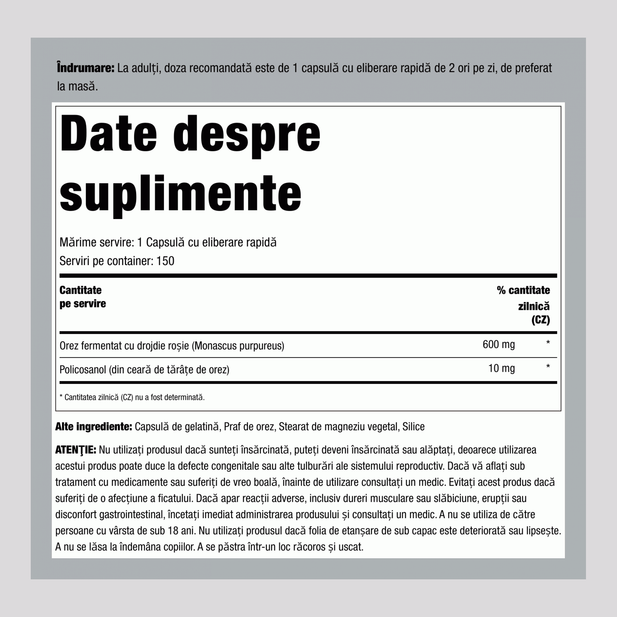 Red Yeast Rice Complex & Policosanol, 1220 mg (per serving), 120 Quick Release Capsules