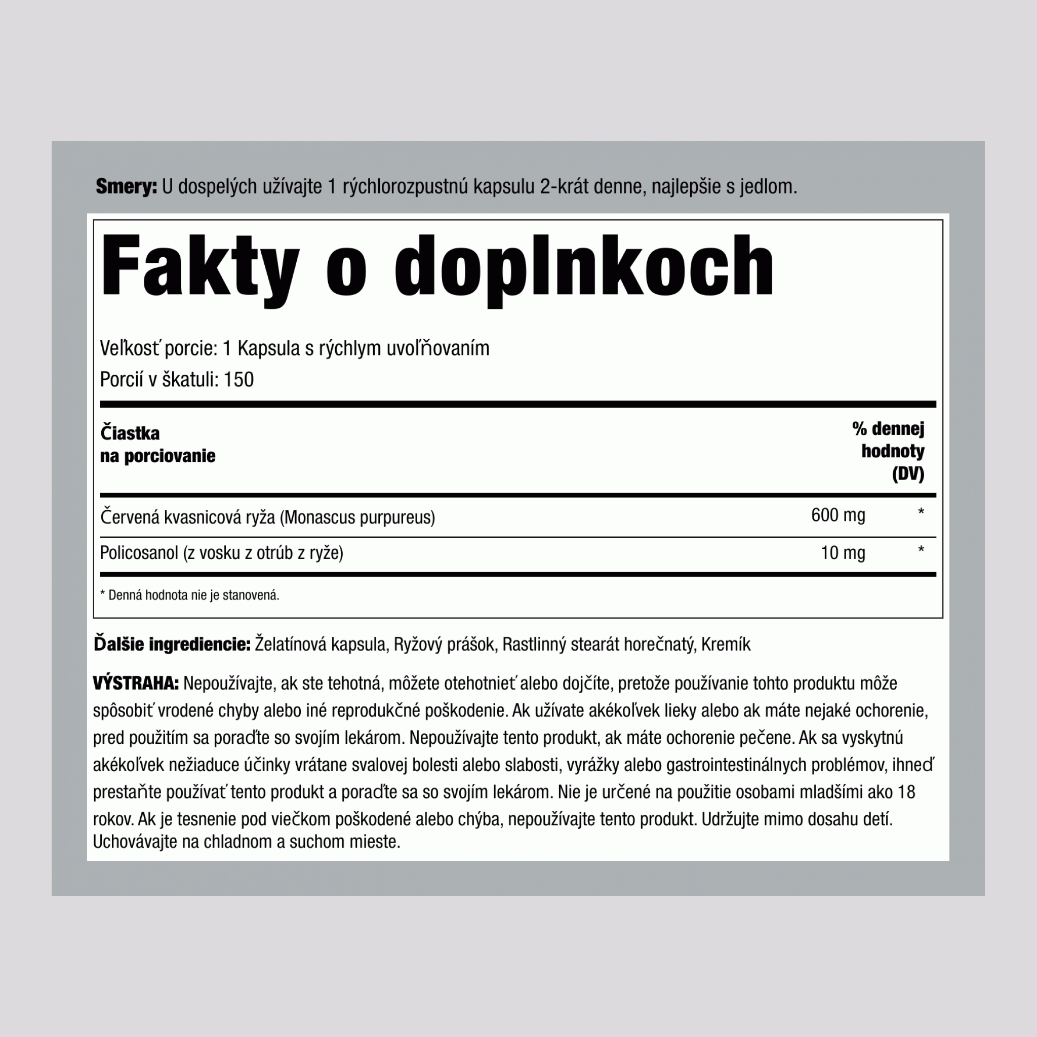 Red Yeast Rice Complex & Policosanol, 1220 mg (per serving), 120 Quick Release Capsules