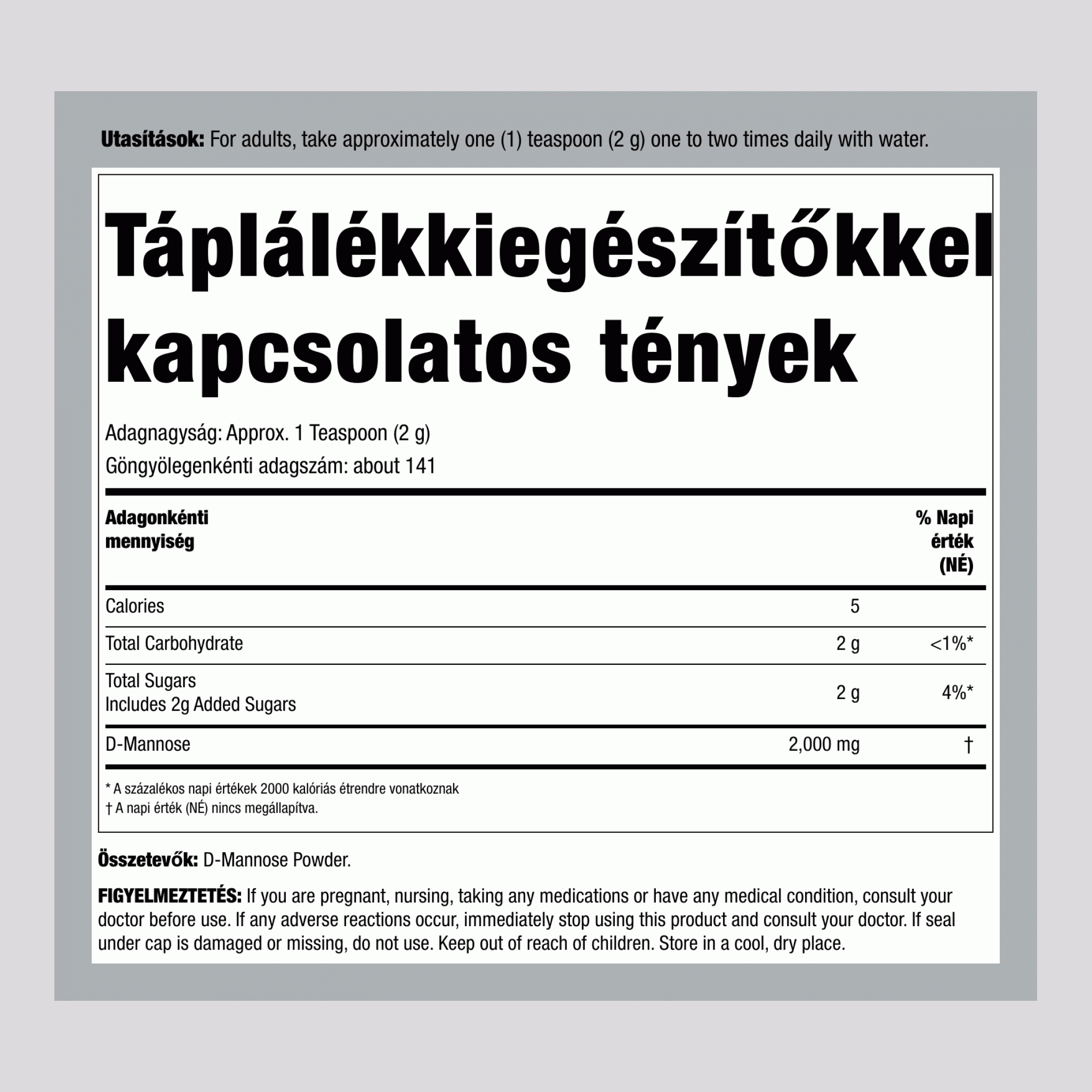 D-mannóz por, 283 g-os (10 oz) palack