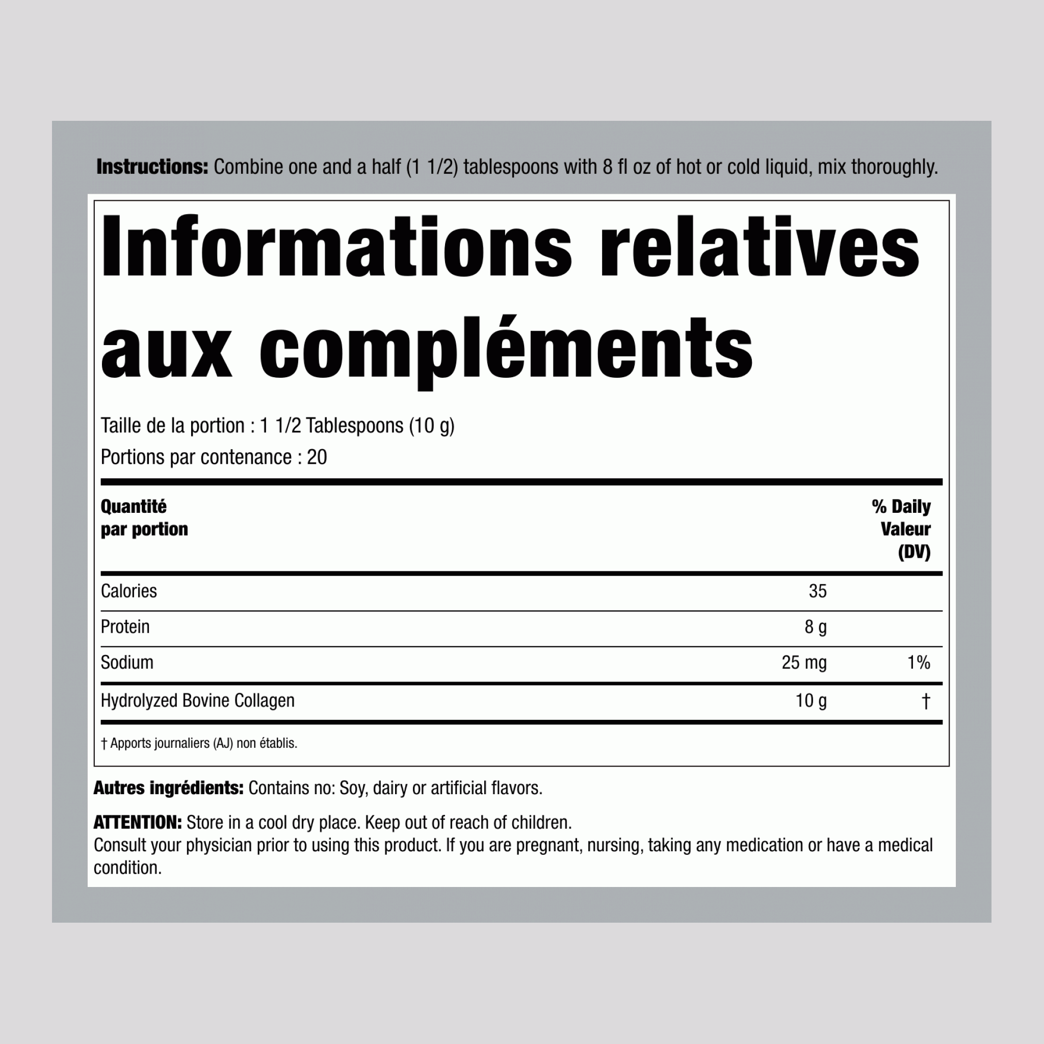 Peptides de Collagène Nourris à l'Herbe, 7 oz (200 g) Poudre