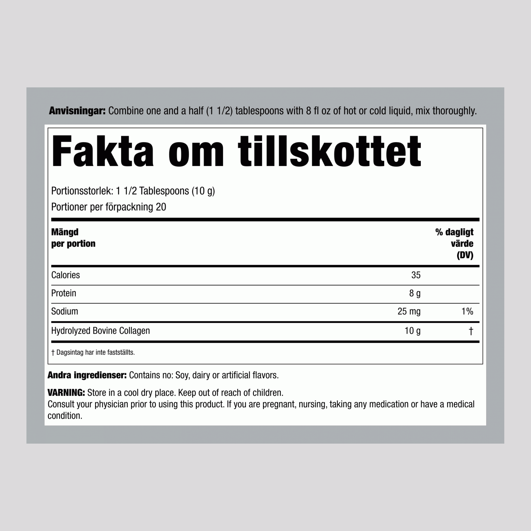 Gräsbetade Kollagenpeptider, 200 g Pulver