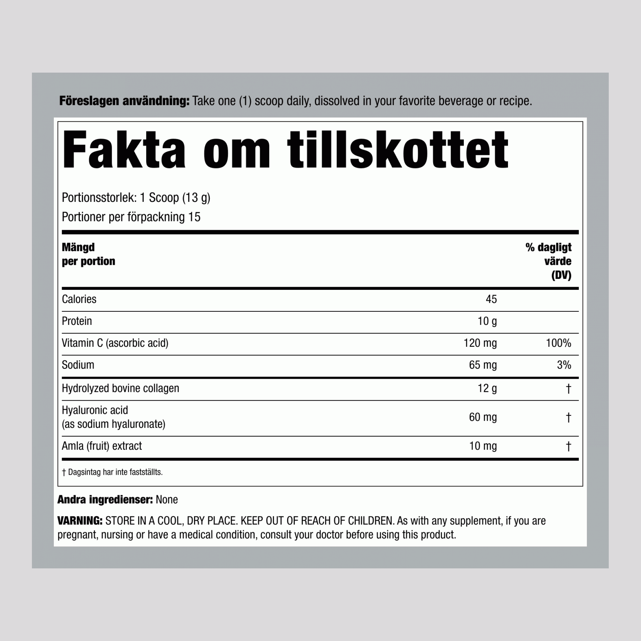 Avancerade Kollagenpeptider + Hyaluronsyra + C, 6,9 oz (195 g) Pulver