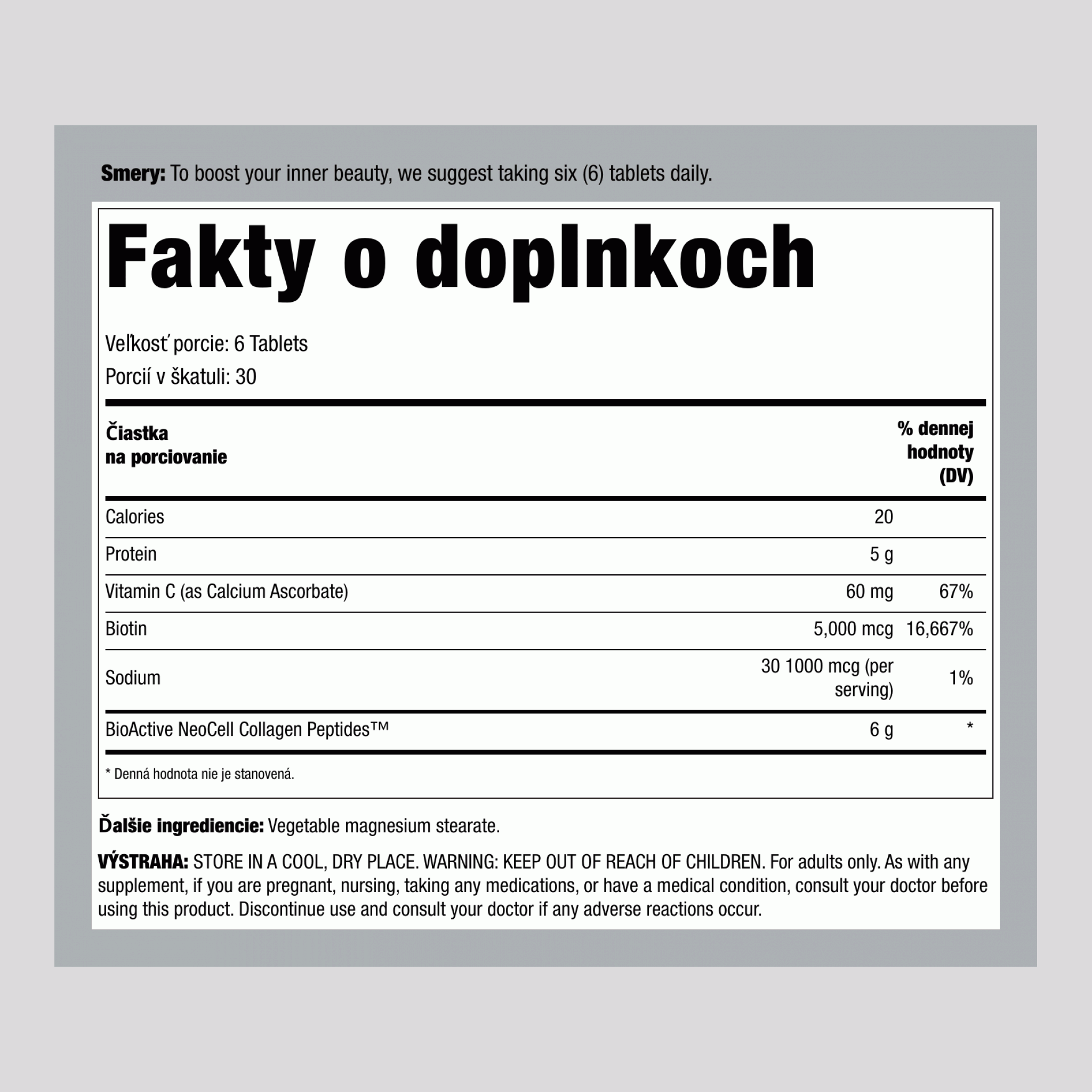 Kolagénové Peptidy z Trávy + C & Biotín, 180 Tabliet