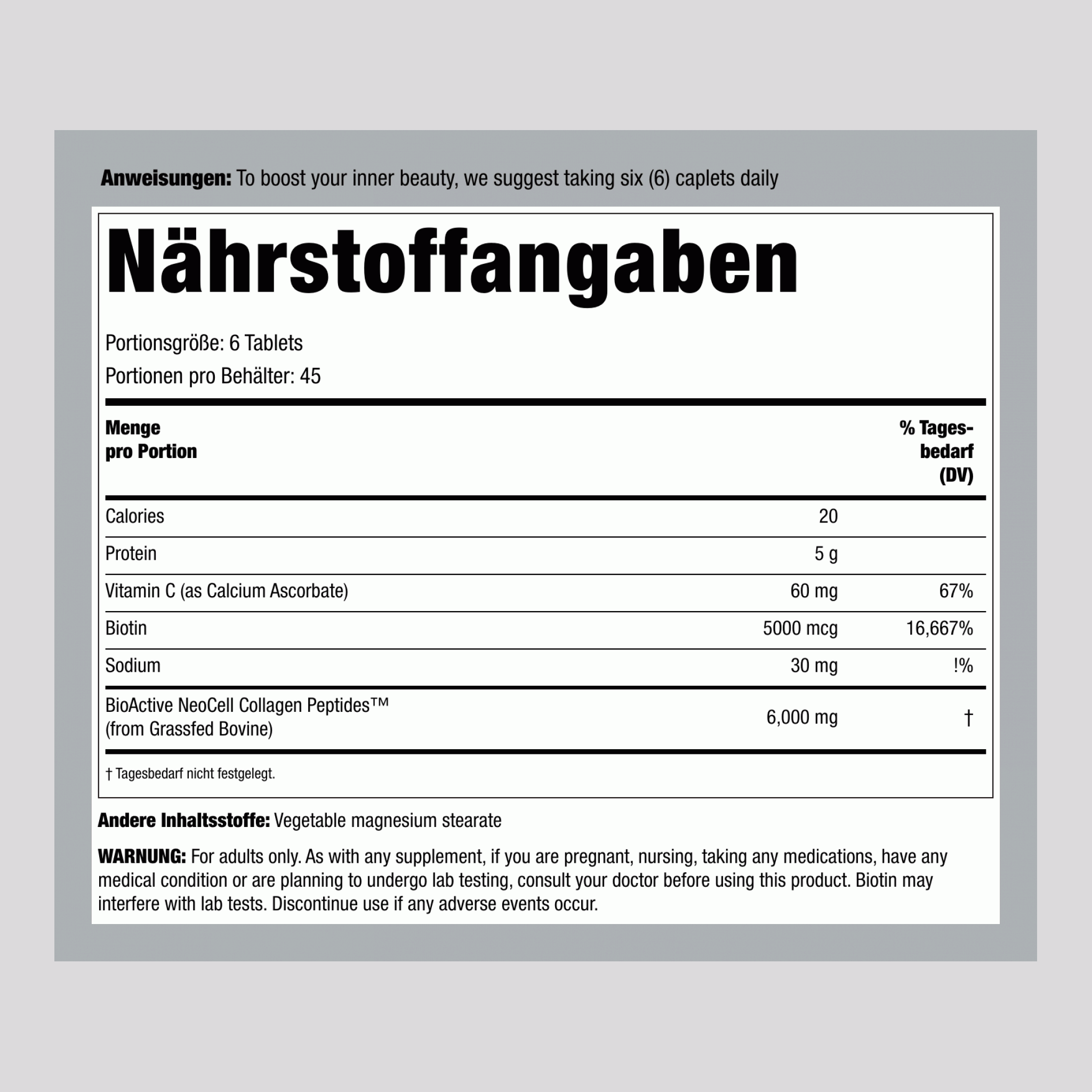 Weidekollagen Peptide + C & Biotin, 270 Tabletten