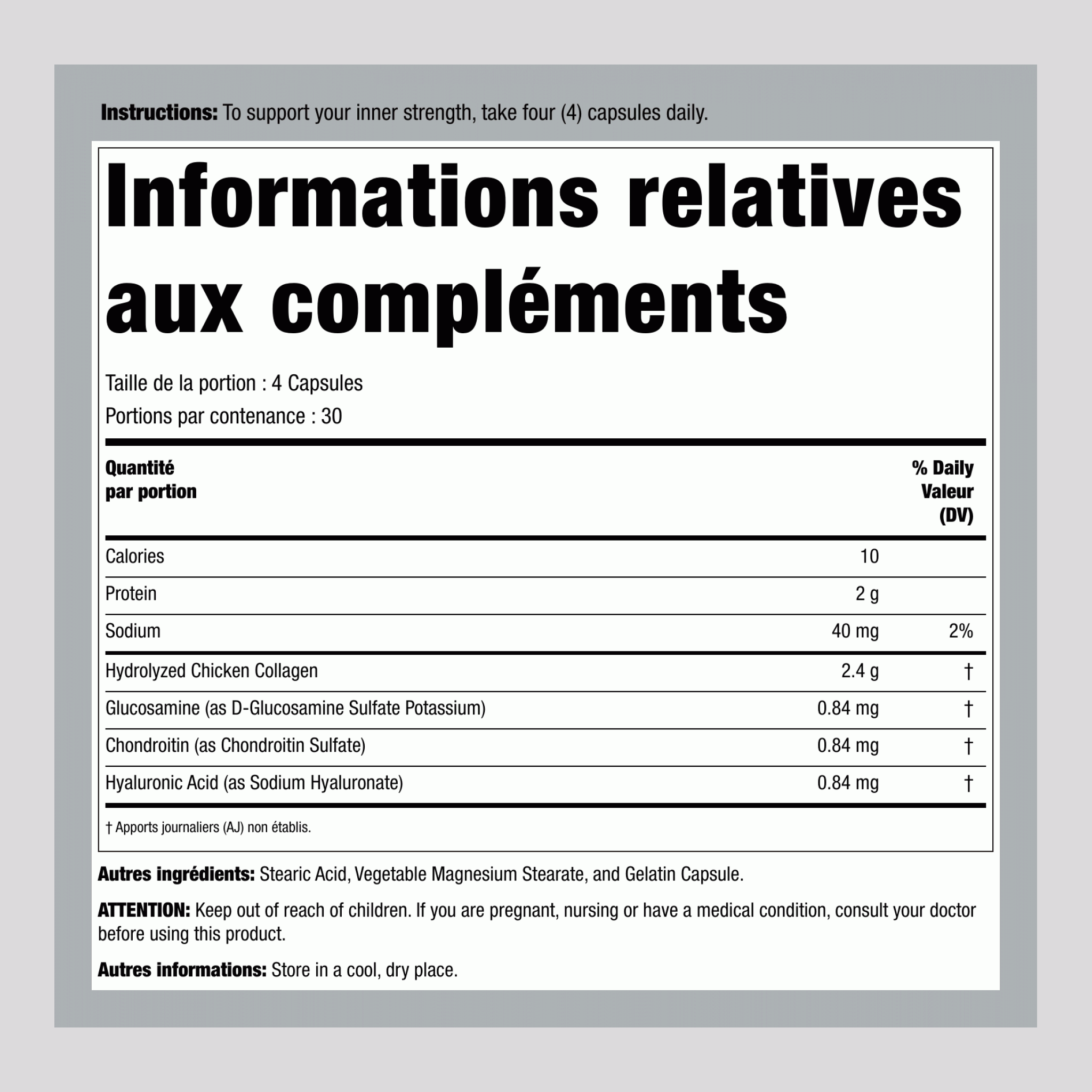 Complexe Articulaire Collagène Type 2 + Acide Hyaluronique, 120 Gélules
