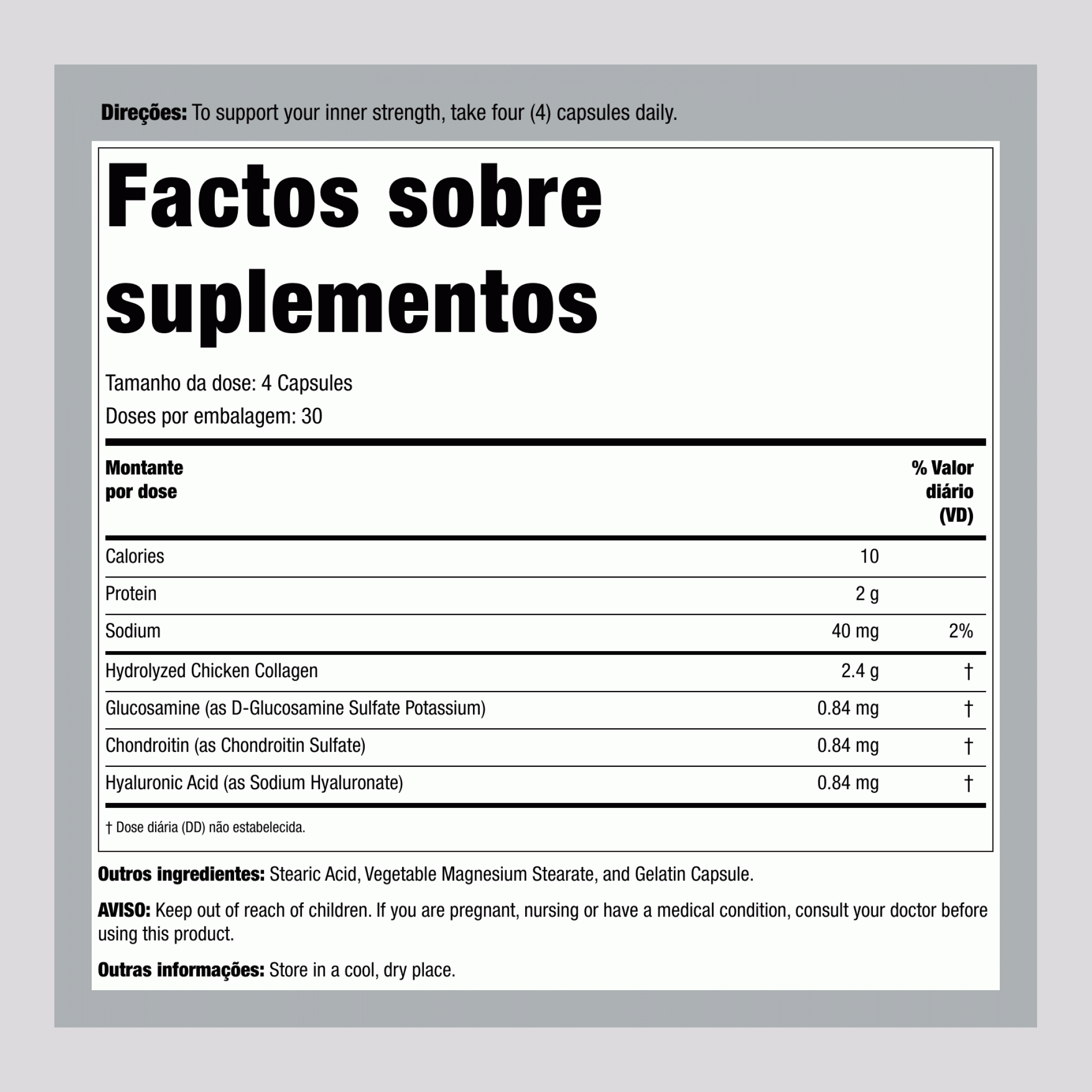 Complexo Articular Colágeno Tipo 2 + Ácido Hialurônico, 120 Cápsulas