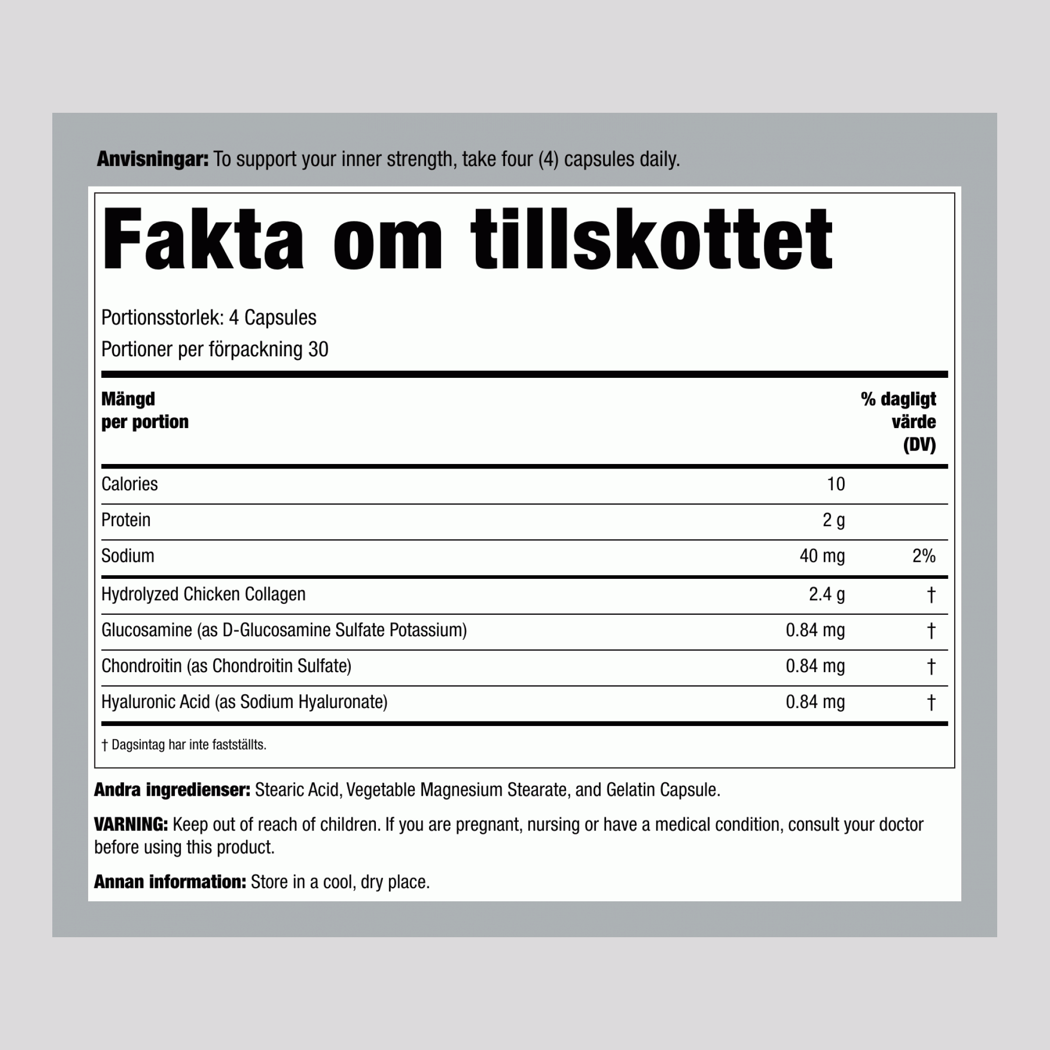Joint Complex Kollagen Typ 2 + Hyaluronsyra, 120 Kapslar
