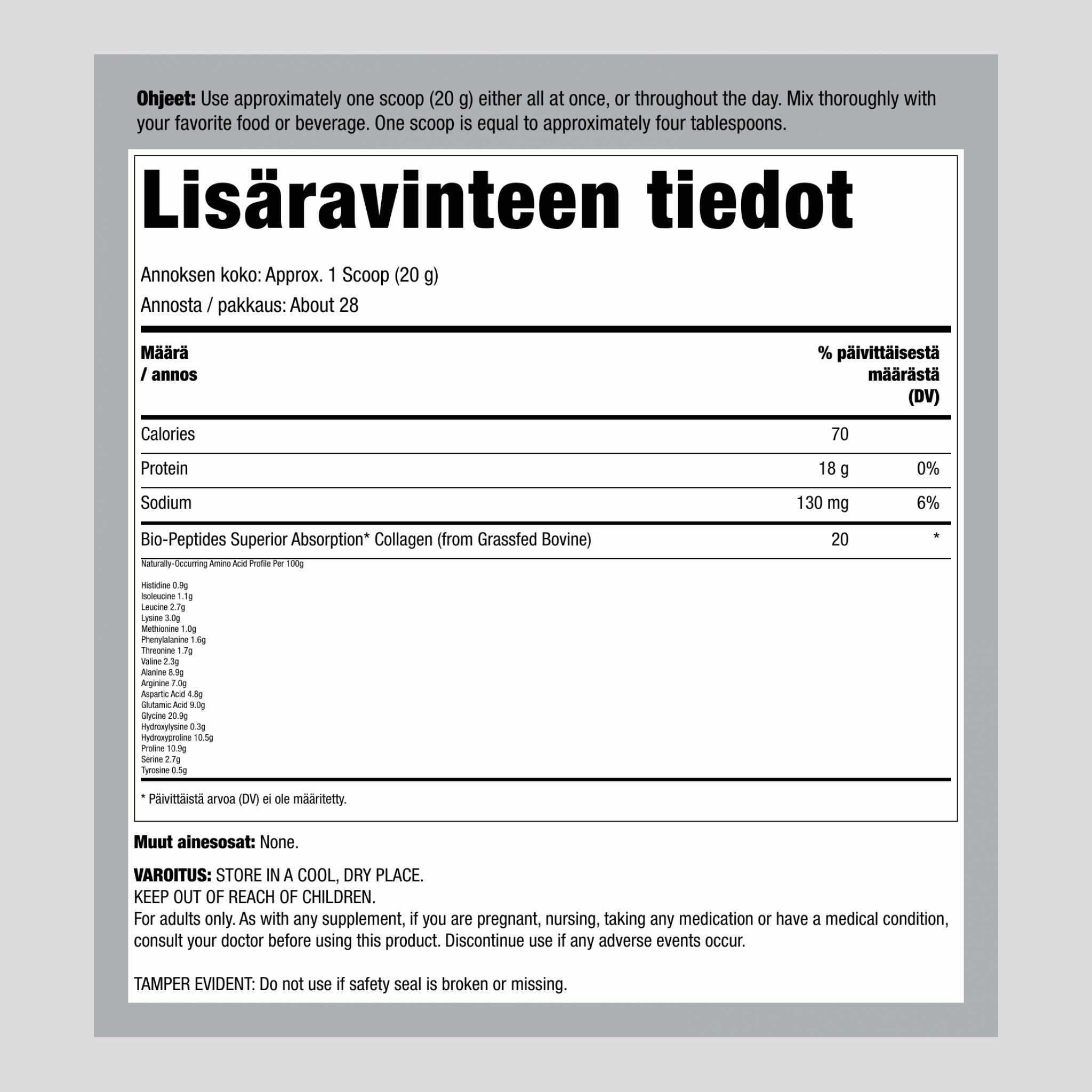 Ruohollinen Kollageeni Bio-Peptidit, 20 oz (567 g) Jauhe