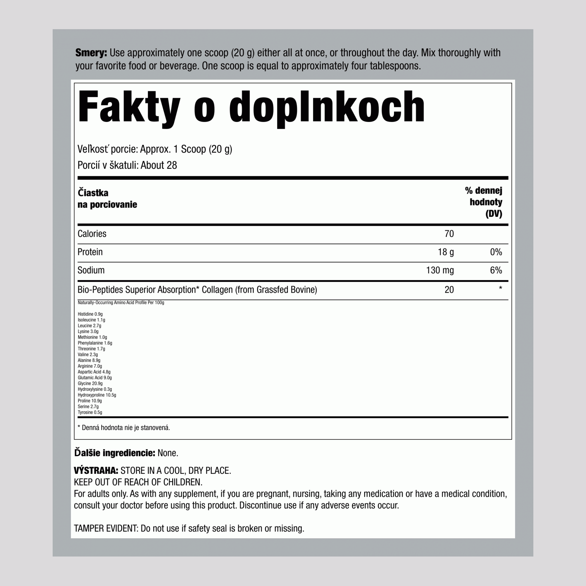 Kolagénové biopeptidy z trávy, 20 oz (567 g) prášok