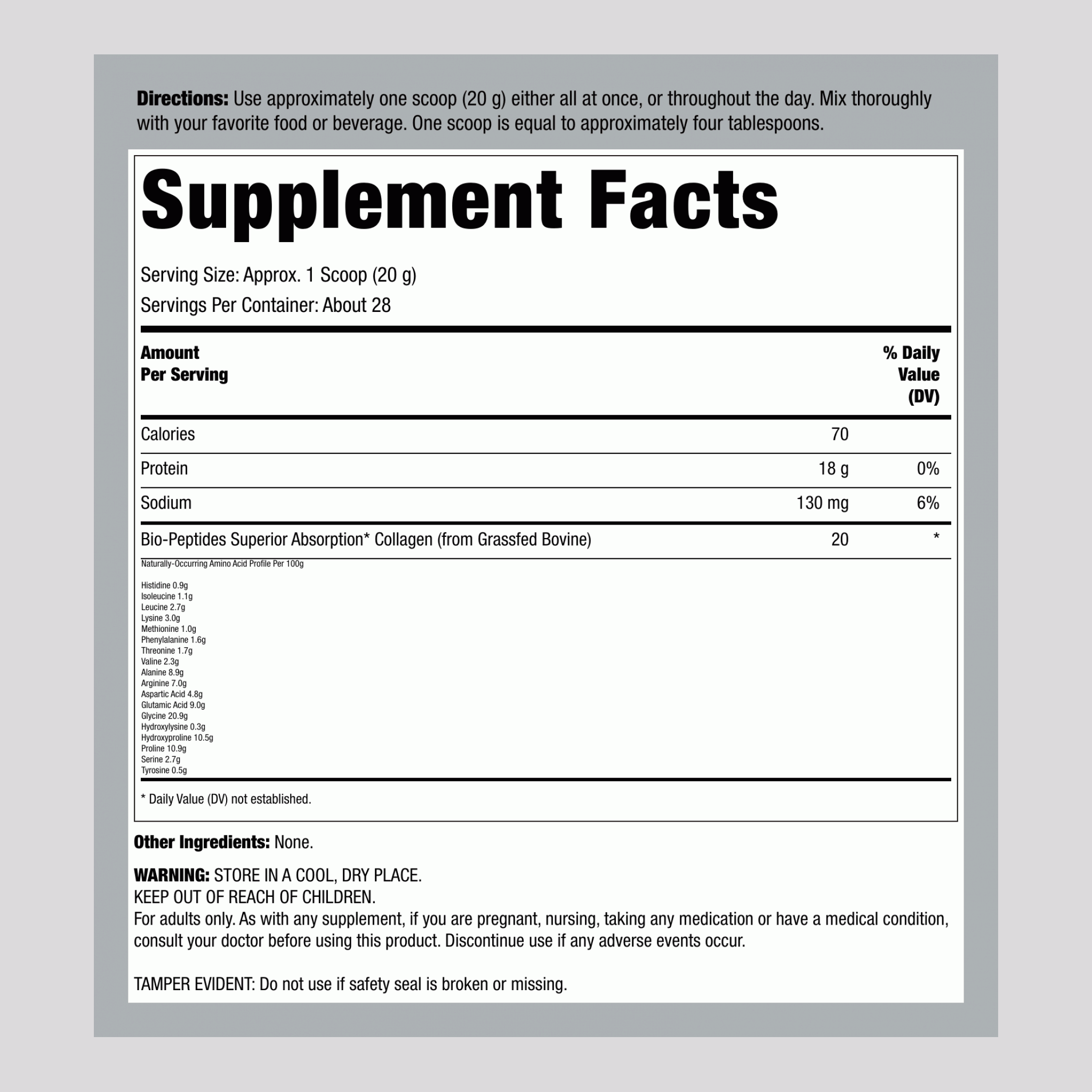 草飼膠原蛋白生物胜肽，20 盎司（567 克）粉末