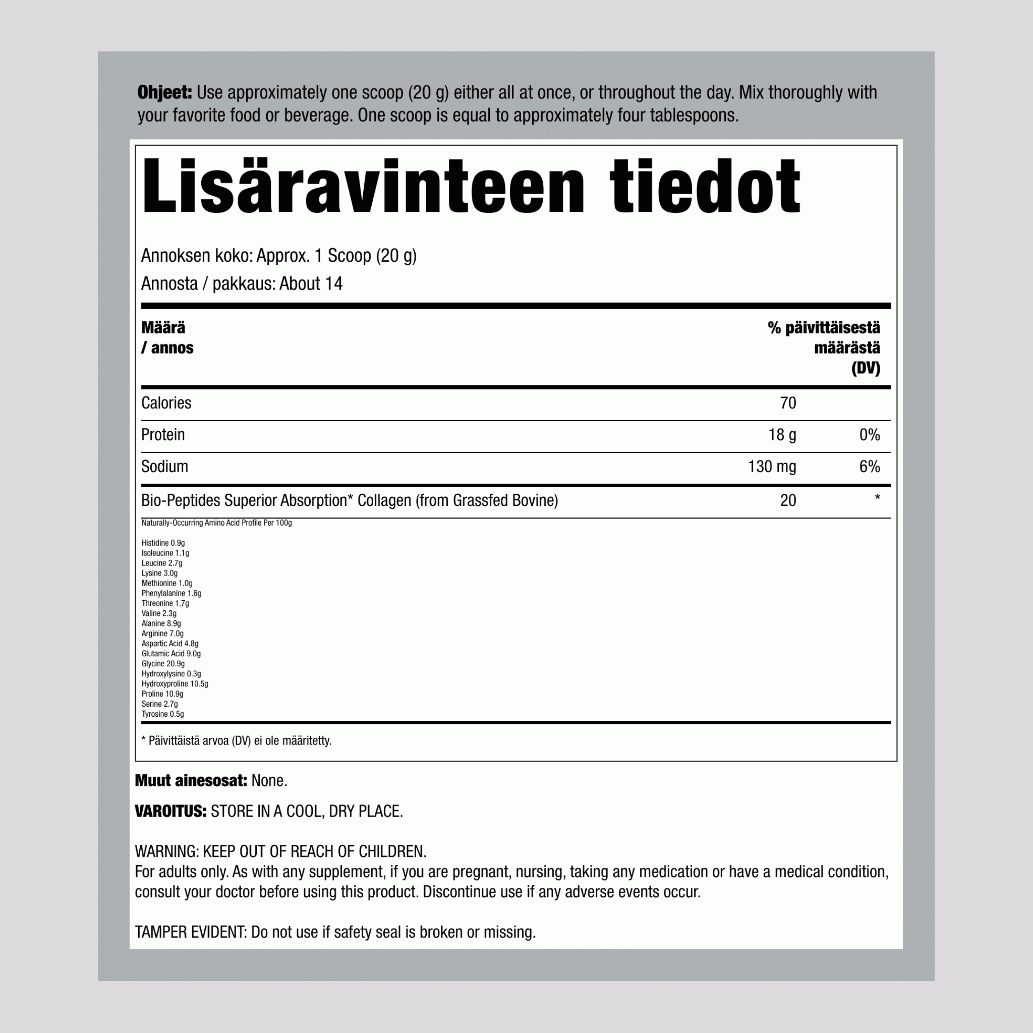 Ruohokasvatetut Kollageenibiopeptidit, 10 oz (283 g) Jauhe