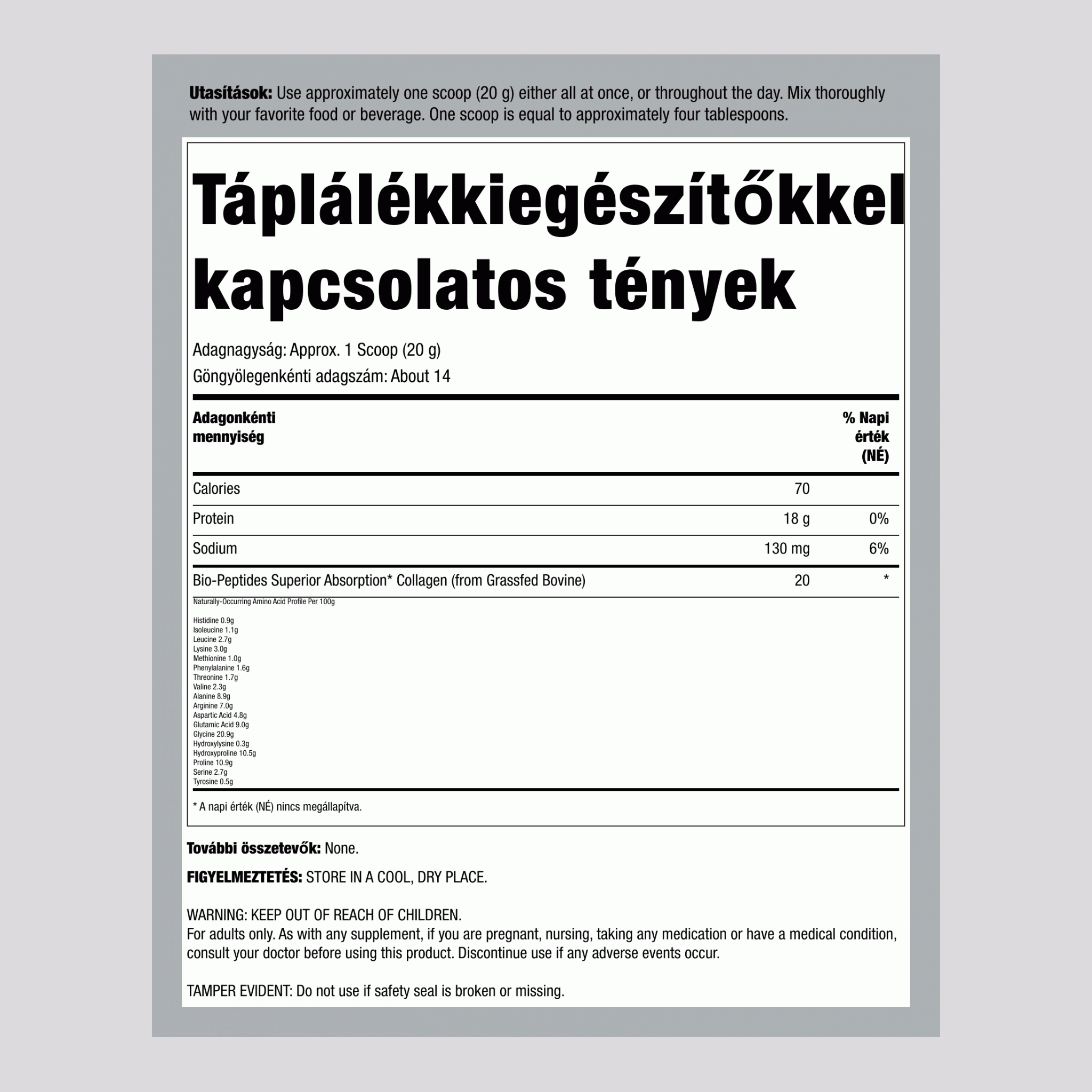 Fűvel táplált kollagén biopeptidek, 10 oz (283 g) por