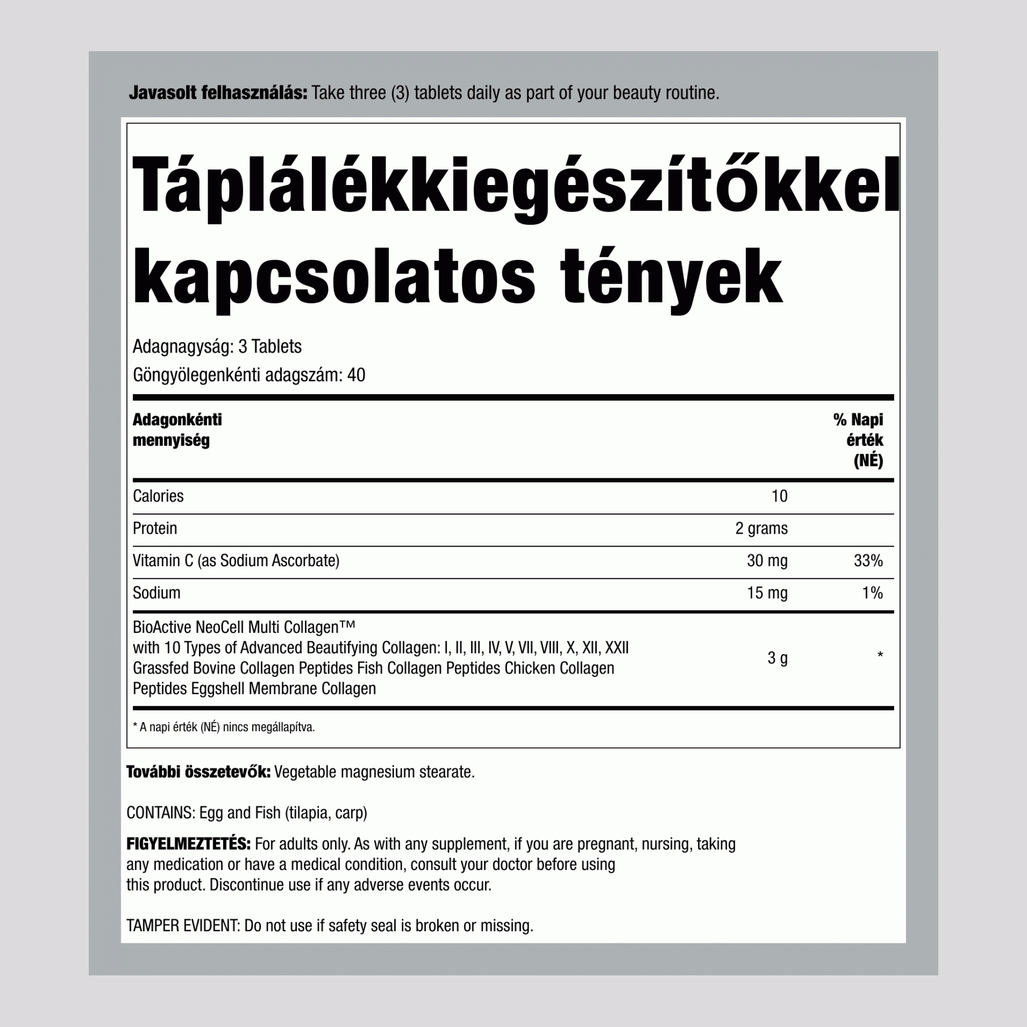 Multi Kollagén Fejlett Szépség Sorozat, 120 Tabletta