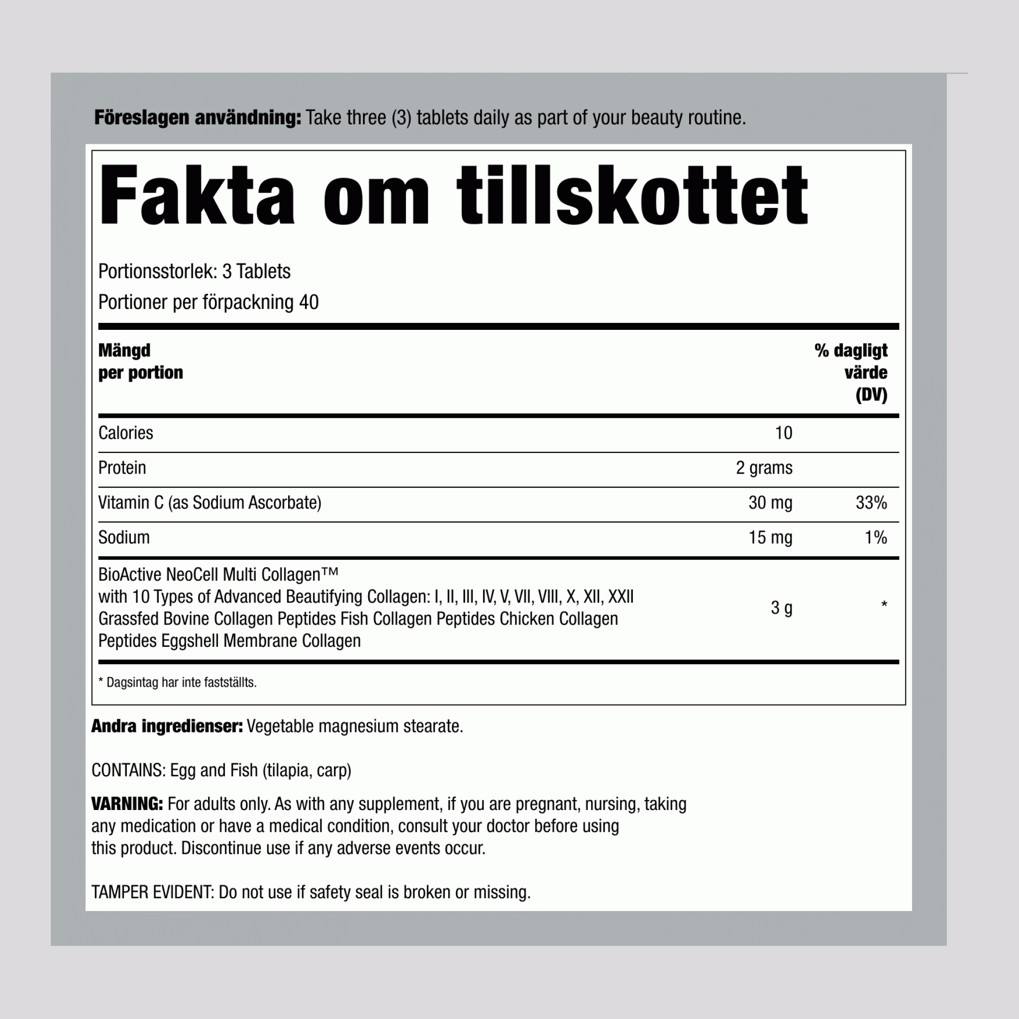 Multi Collagen Avancerad Skönhetsserie, 120 Tabletter