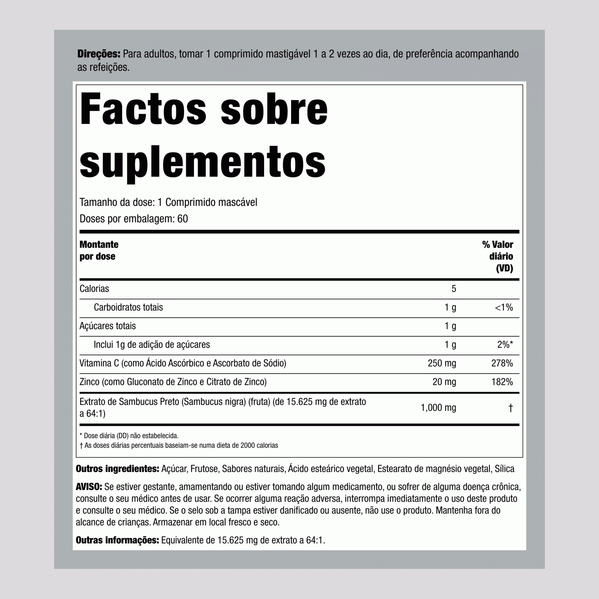 Sambucus Black Elderberry Immune Complex with C & Zinc (Natural Berry), 60 Chewable Tablets