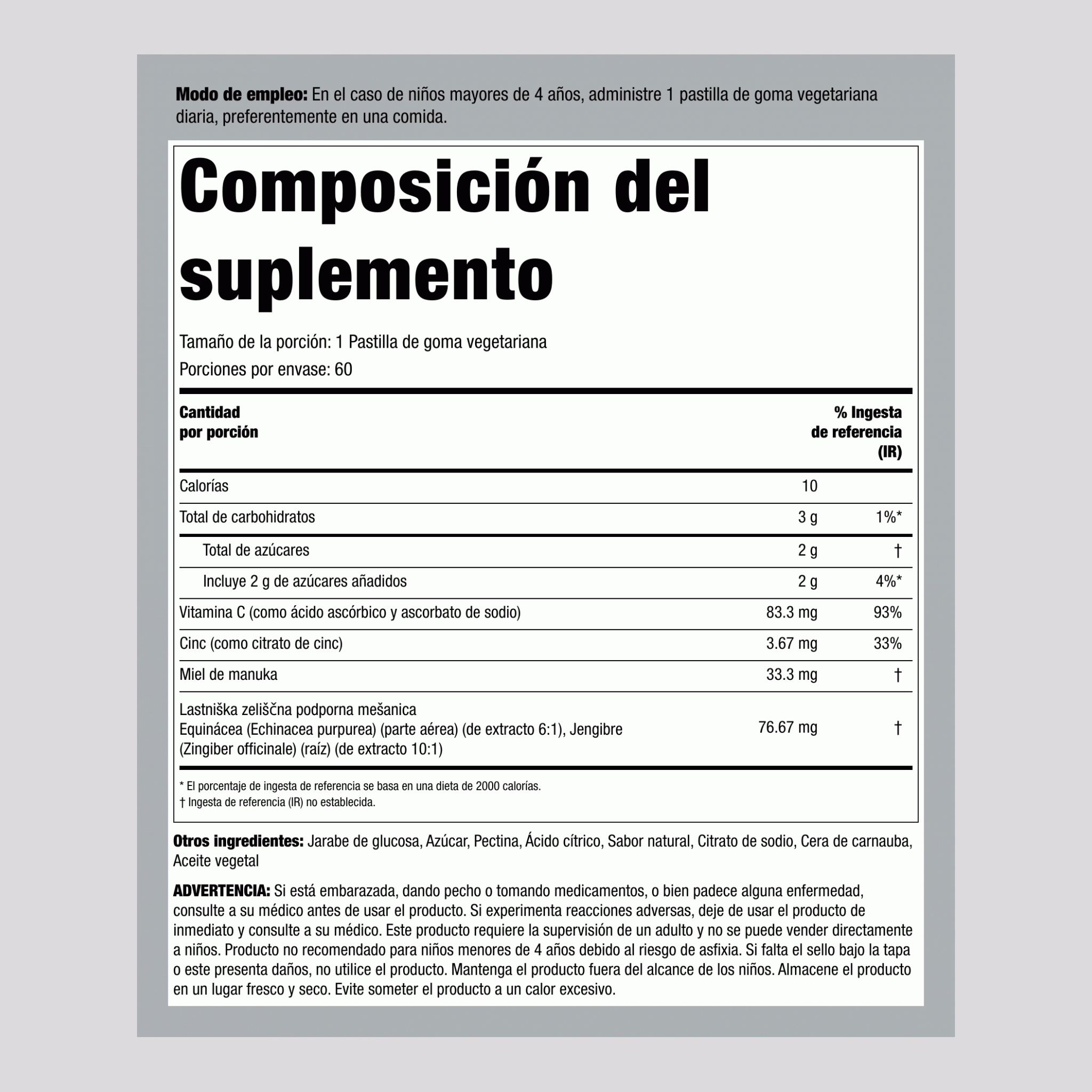 Vitamina C + Zinc para niños (Delicioso sabor a limón), 60 gomitas