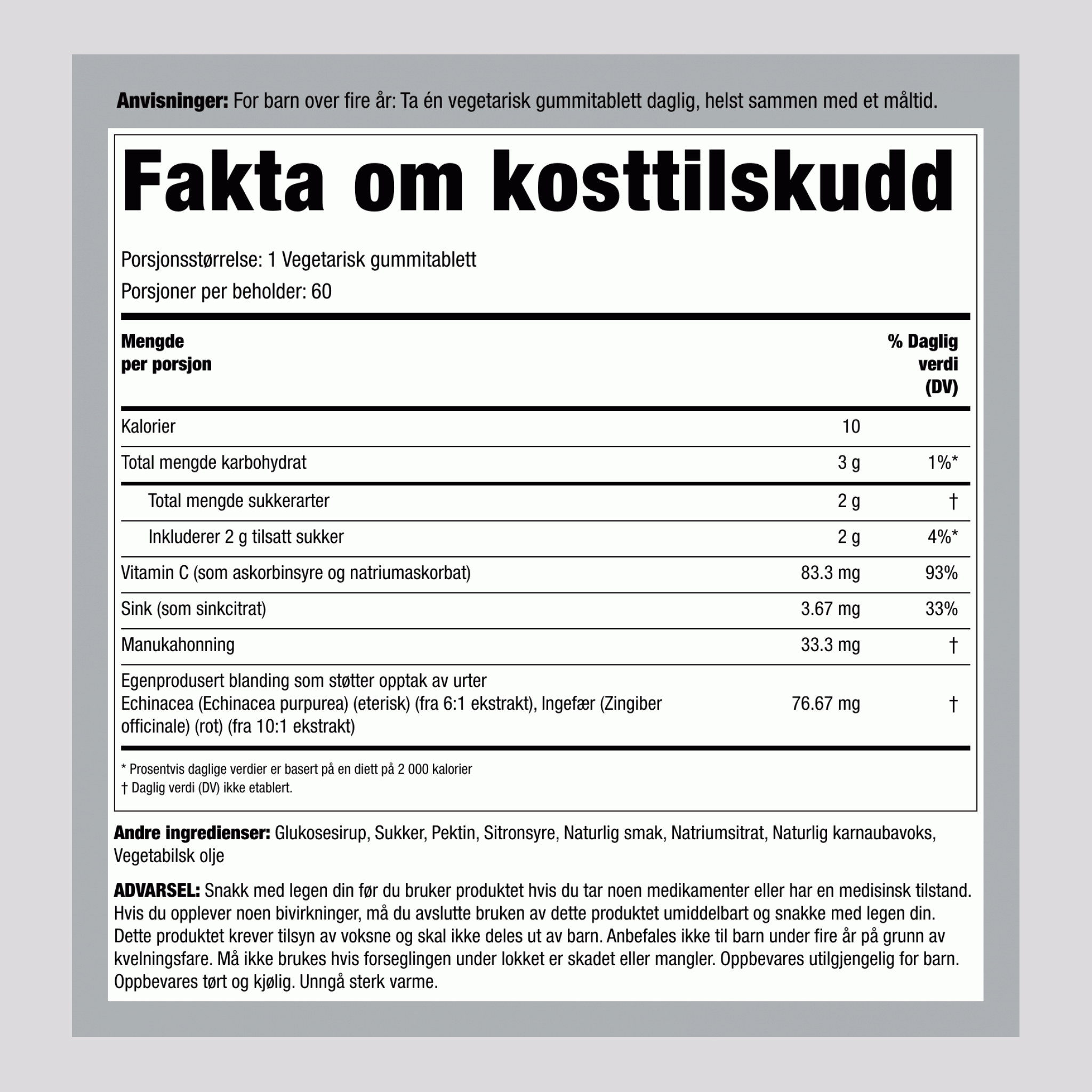 Barnas Vitamin C + Sink (Deilig Sitron-Licious), 60 Gummies