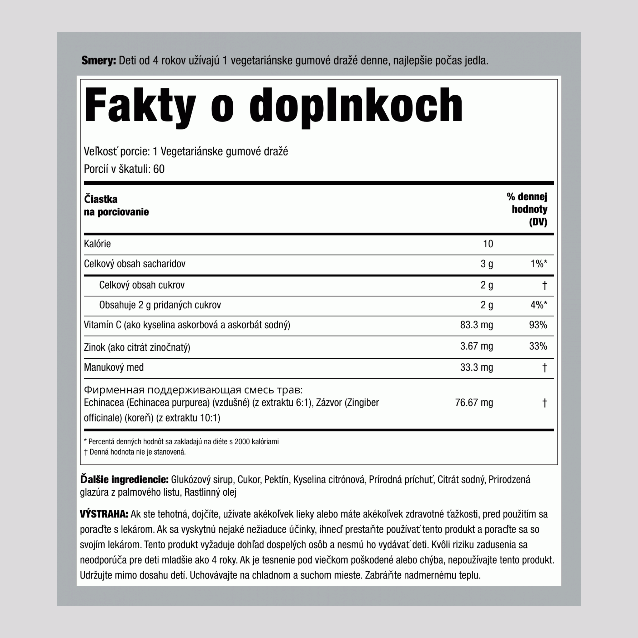 Vitamín C pre deti + Zinok (Lahodný Lemon-Licious), 60 Gumových cukríkov